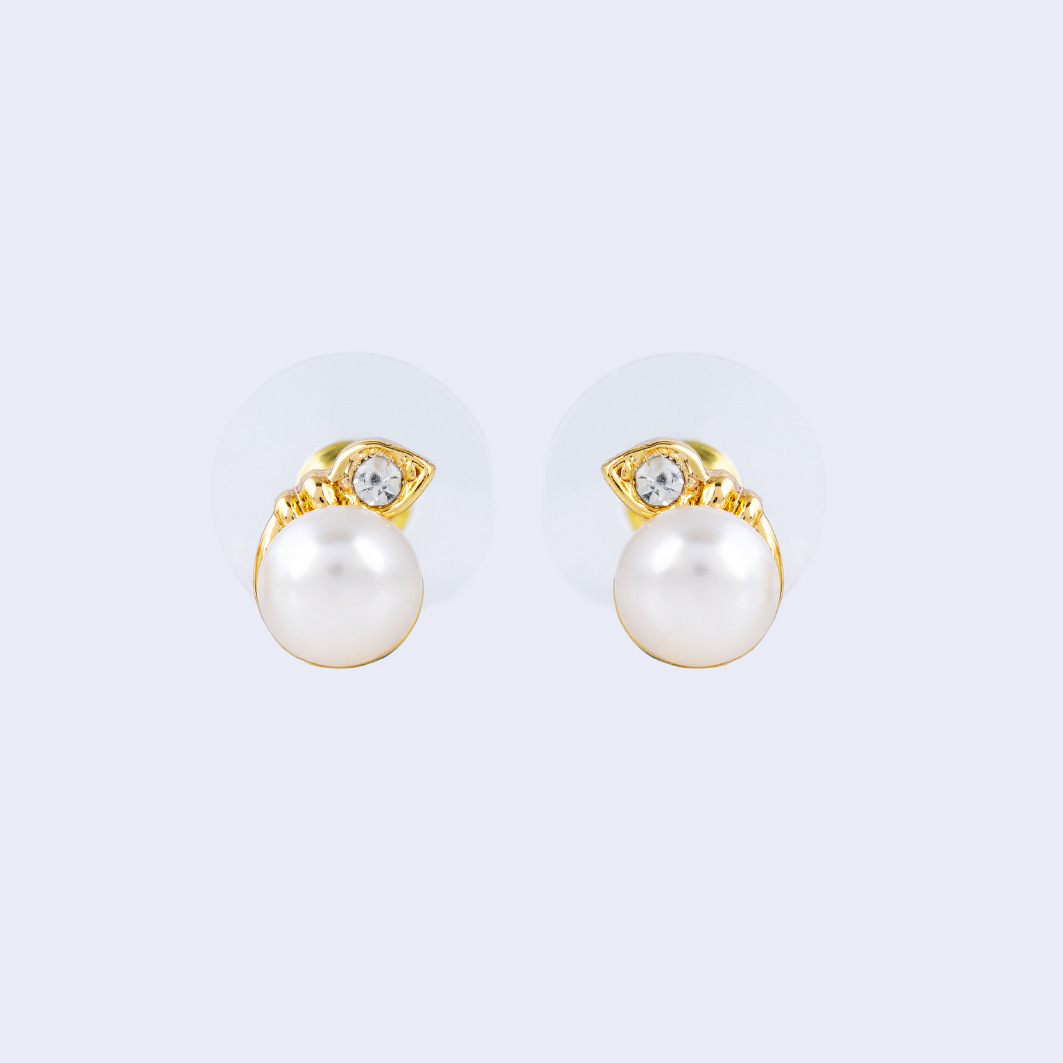 Sparkle Drop Pearl Stud Earrings