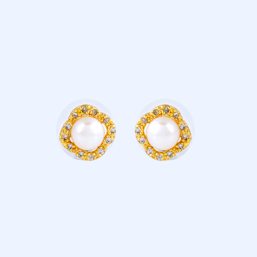 Mini Blossom Pearl Stud Earrings