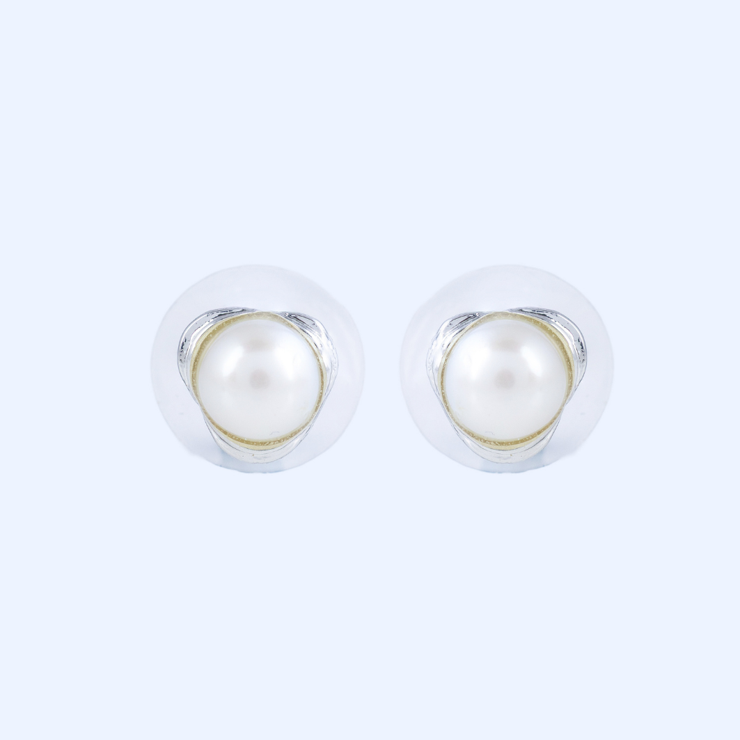 Luna Frost Pearl Stud Earrings