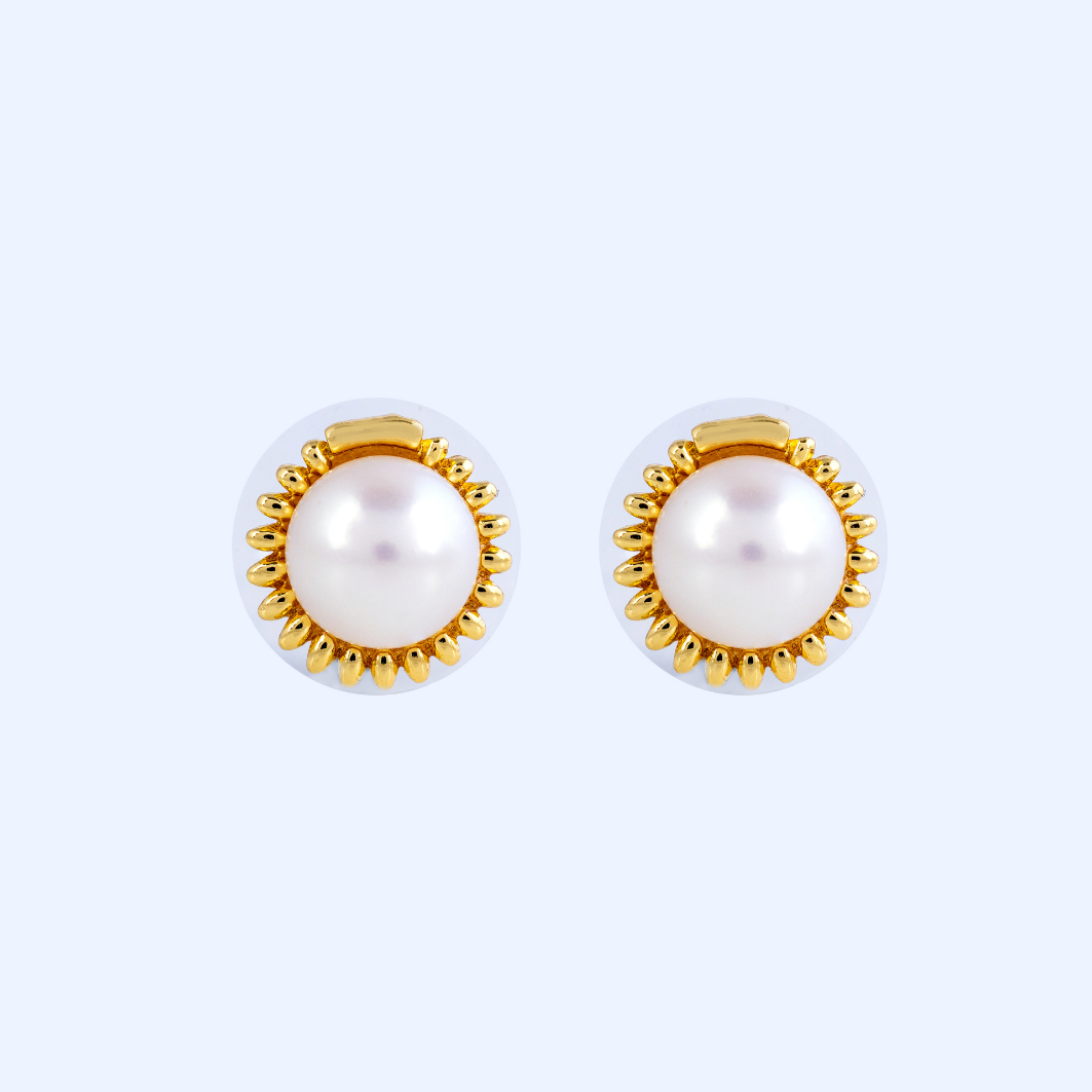 Grace Ring Pearl Stud Earrings