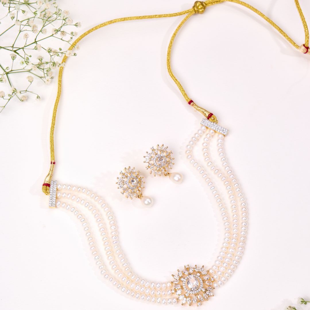 Floral Whisper Pearls Choker set