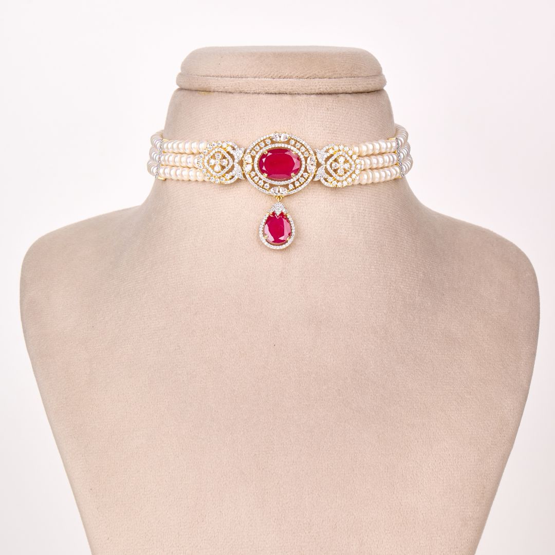 Ruby Grace Pearl Choker Set