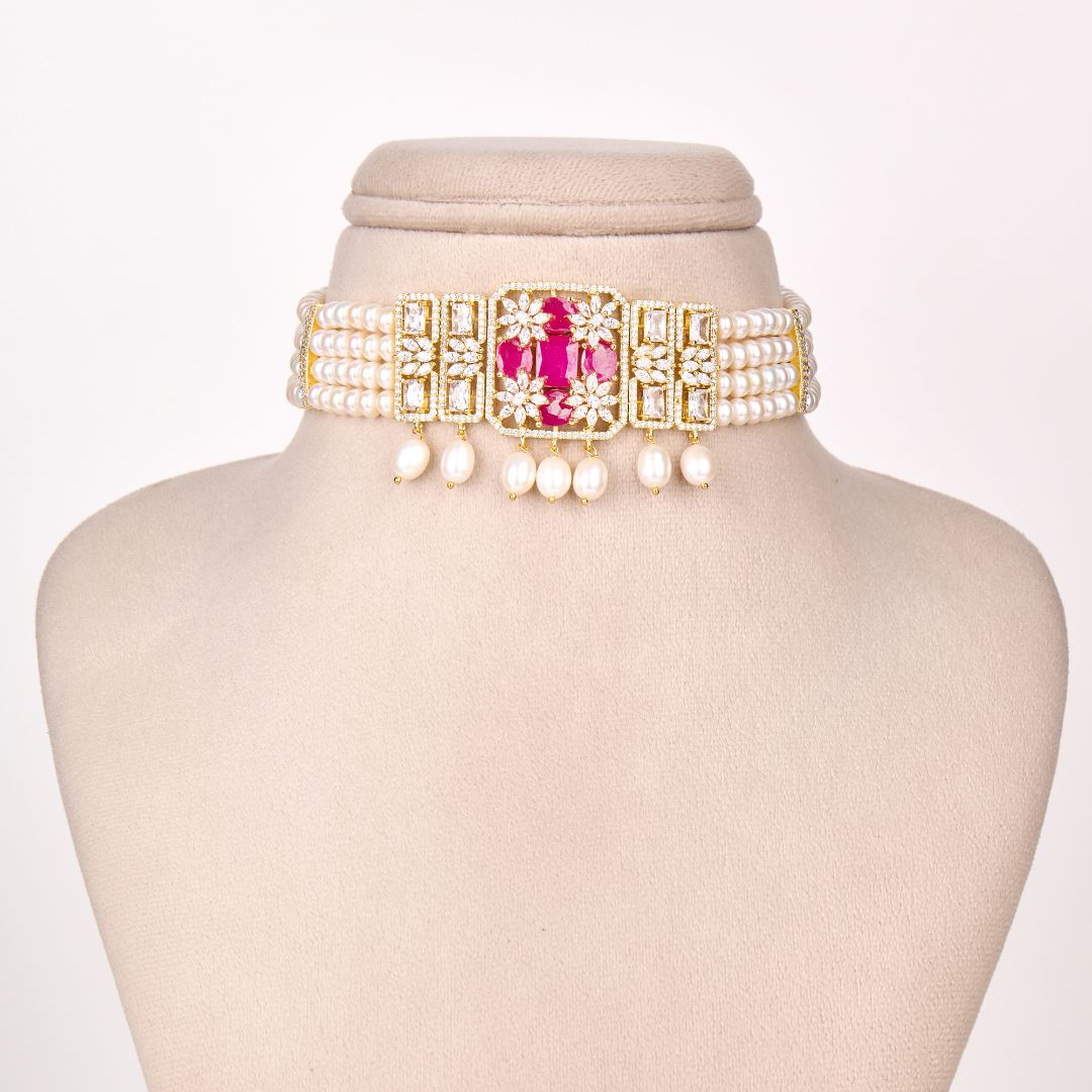Ruby Royale Pearl Choker Set