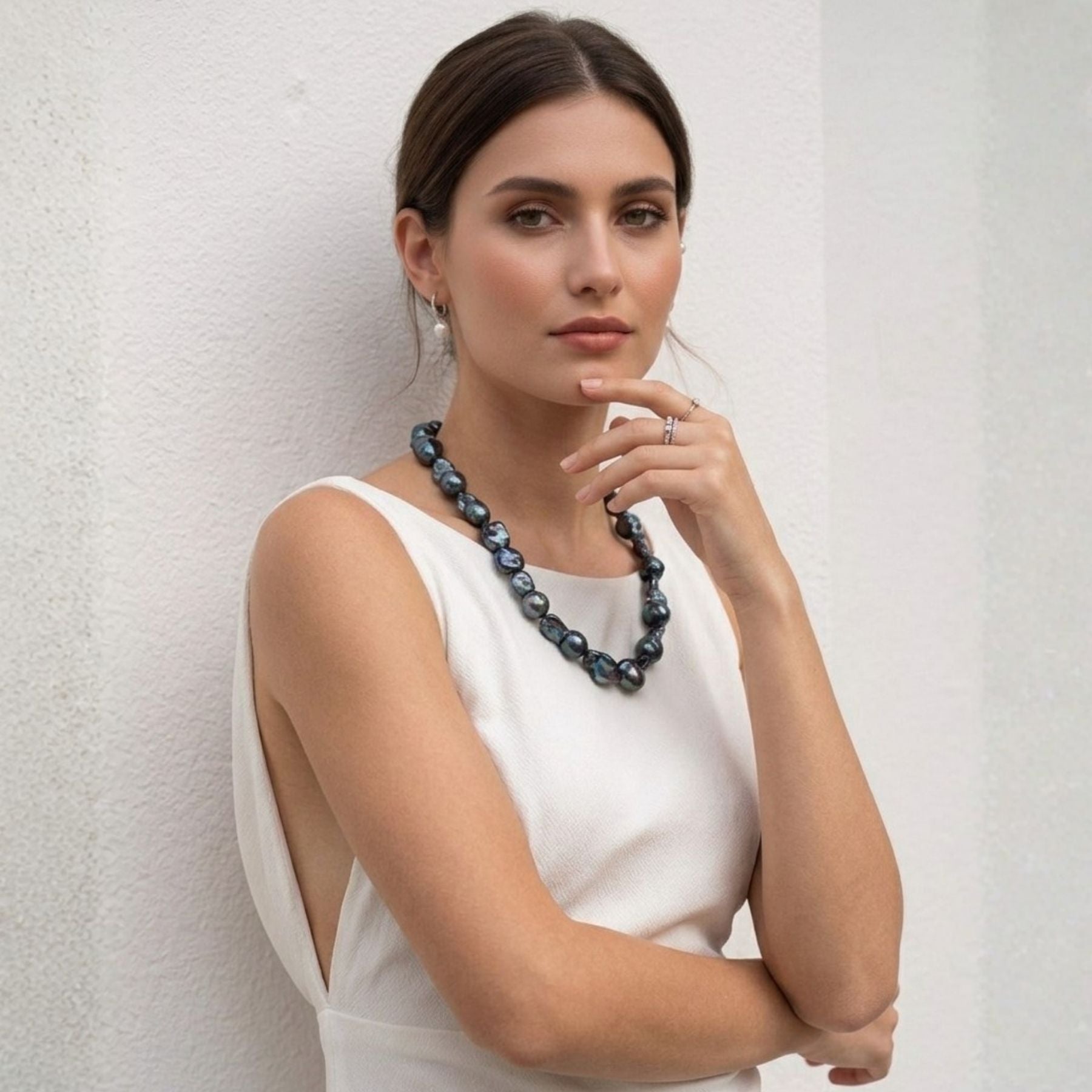 Onyx Tide Baroque Pearl Necklace