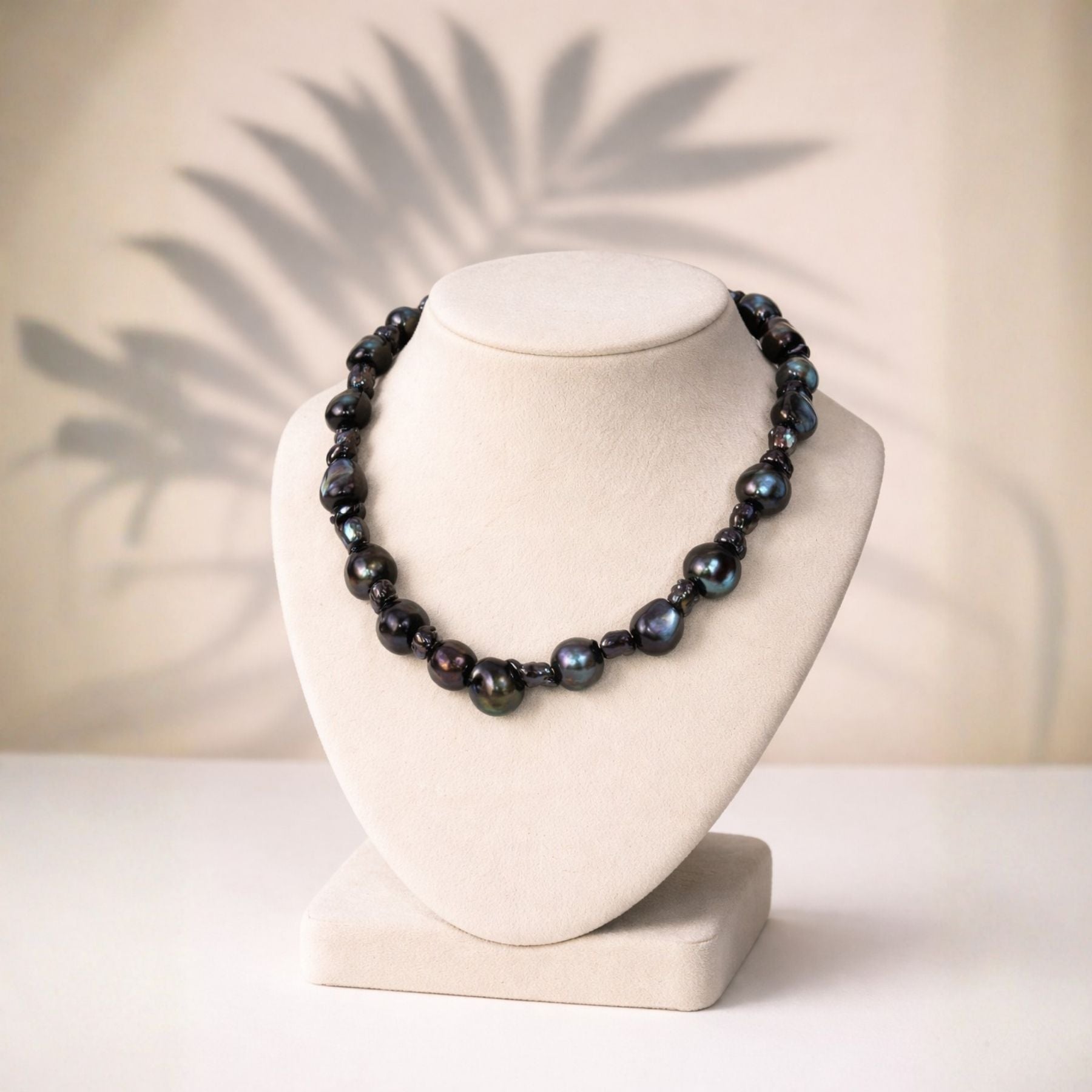 Onyx Tide Baroque Pearl Necklace