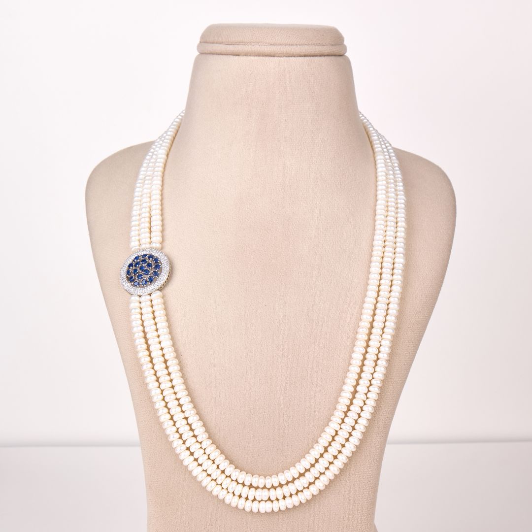 Sapphire Elegance long pearl necklace set