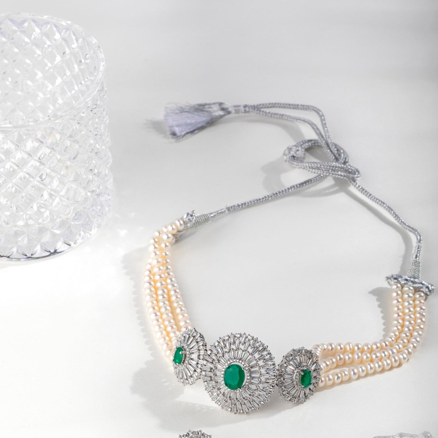 Three-Pendant Pearl Choker