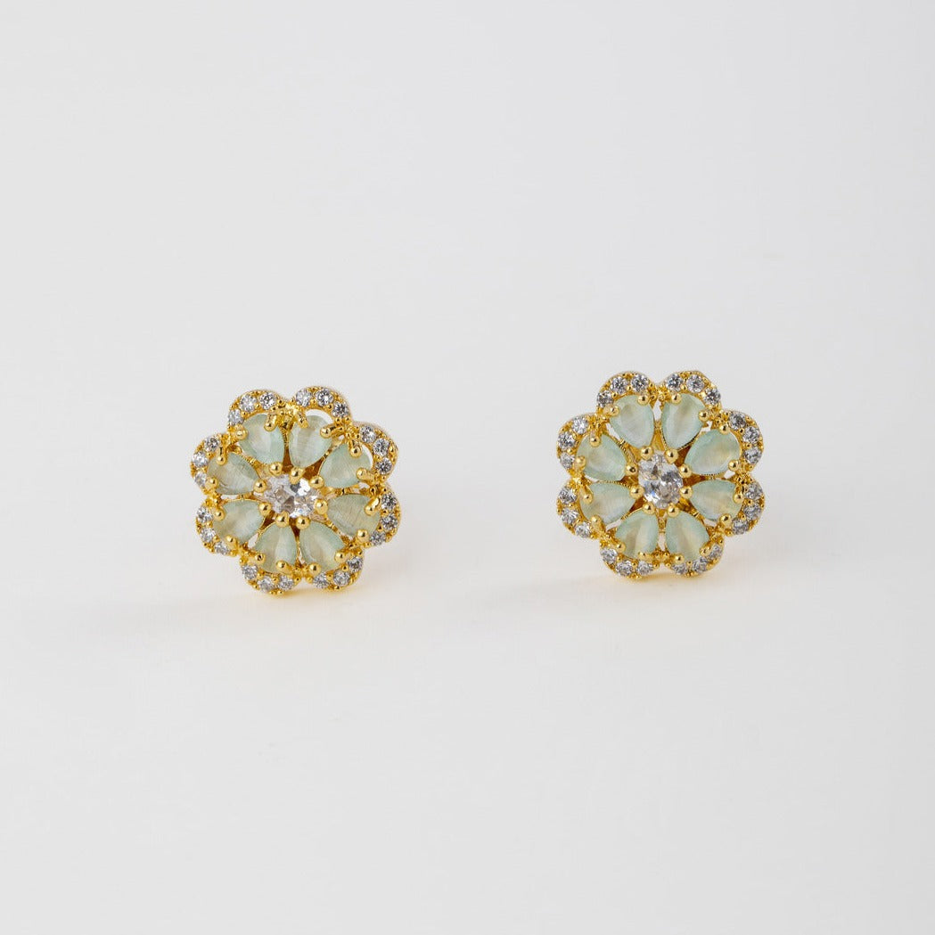 White and Green Earring Set