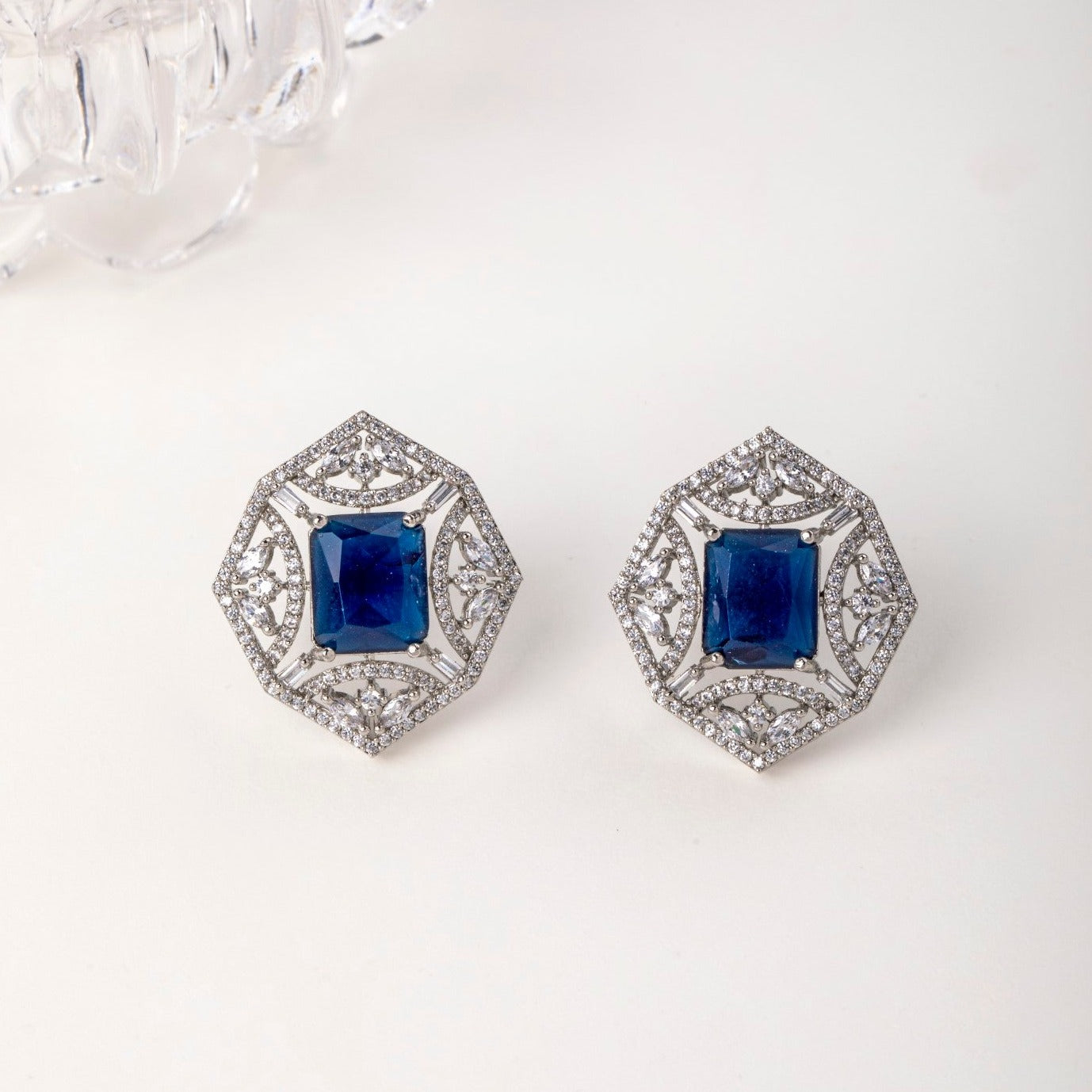 Royal White and Blue Earring set