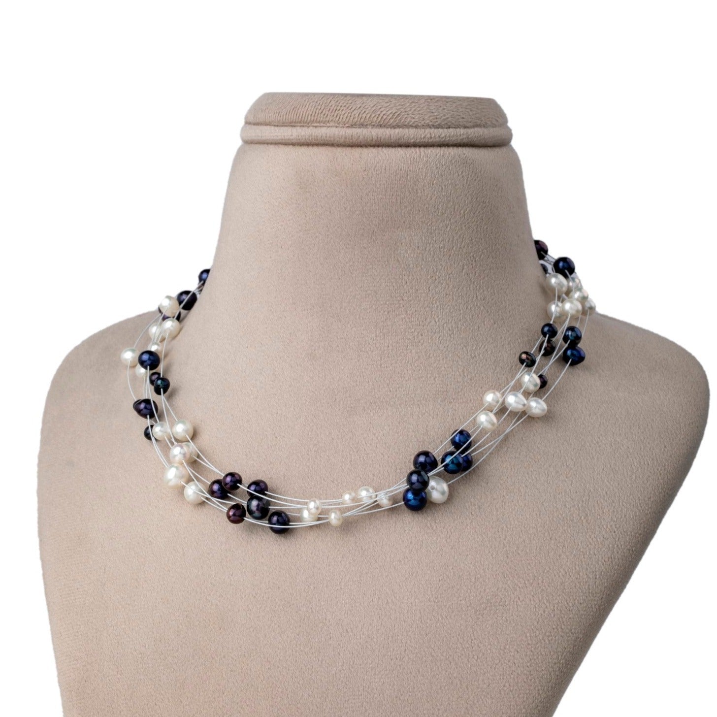 Blue Bouquet Three-Line Choker Set | Freshwater Pearls