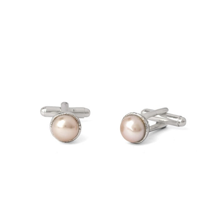 Snowy Pearl Solitaire Cufflinks