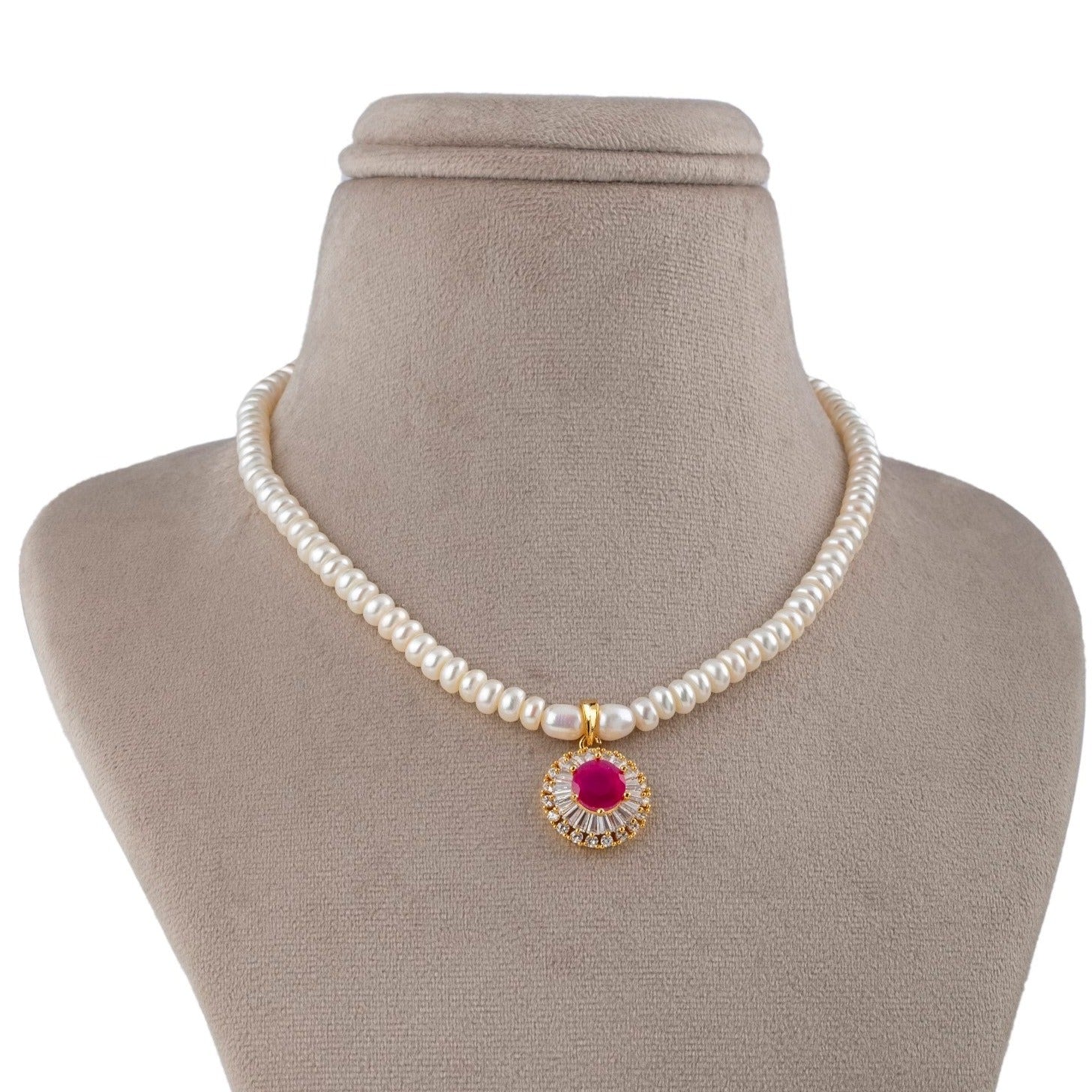 Regal Ruby and Pearl jewelry Set