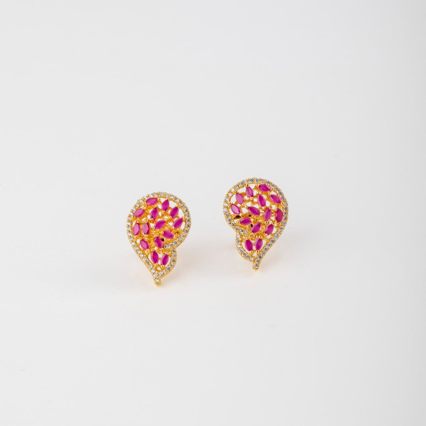 Ruby and Pearl Earrings Set
