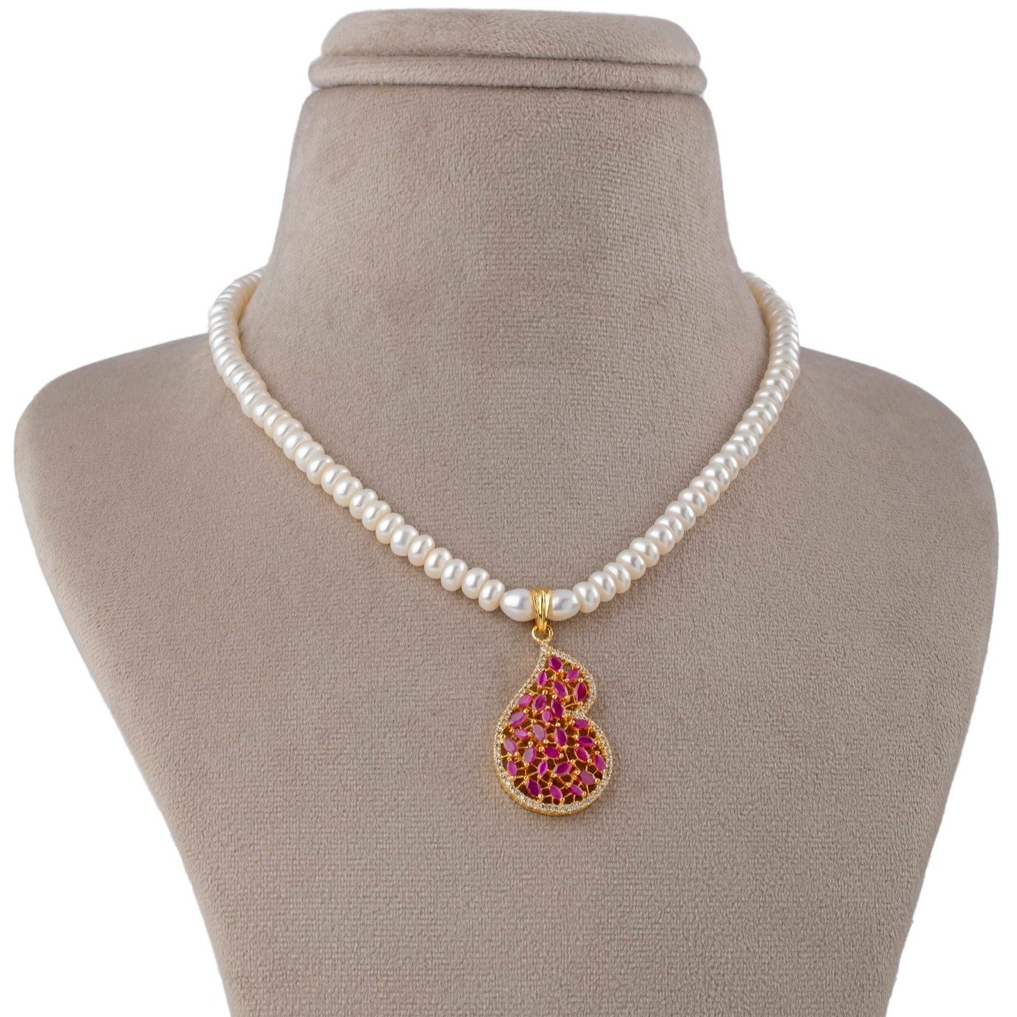 Royal Ruby colour and Pearl jewelry Set