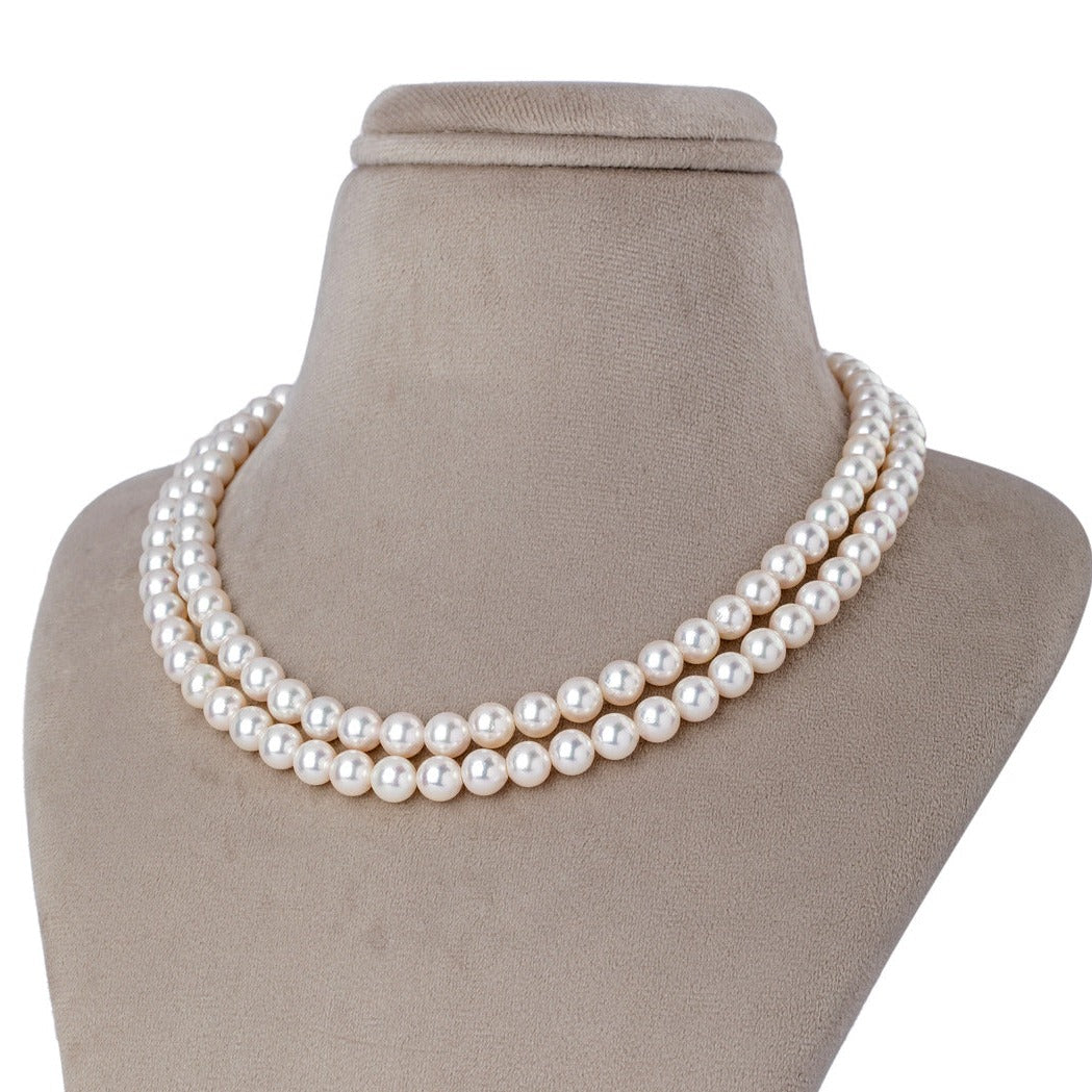 Lustrous Brilliance Two-Line Akoya Pearl Necklace