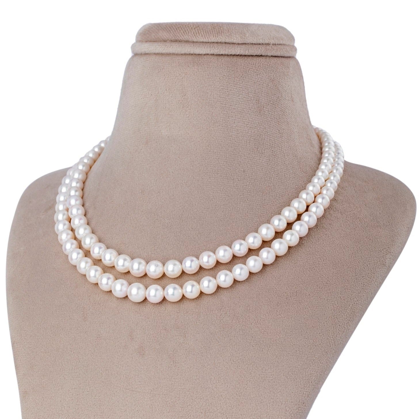 Gleaming Unity Two-Line Akoya Pearl Necklace