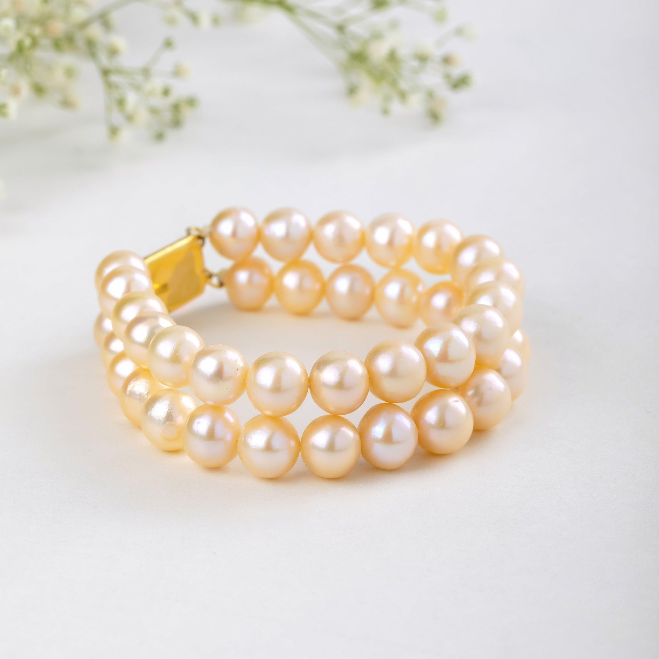 Peachy Pearl Cascade Bracelet