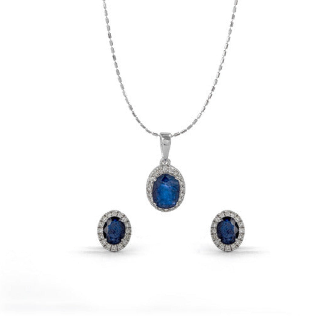 Beyond Sapphire and Diamond Oval Pendant and Earrings Set