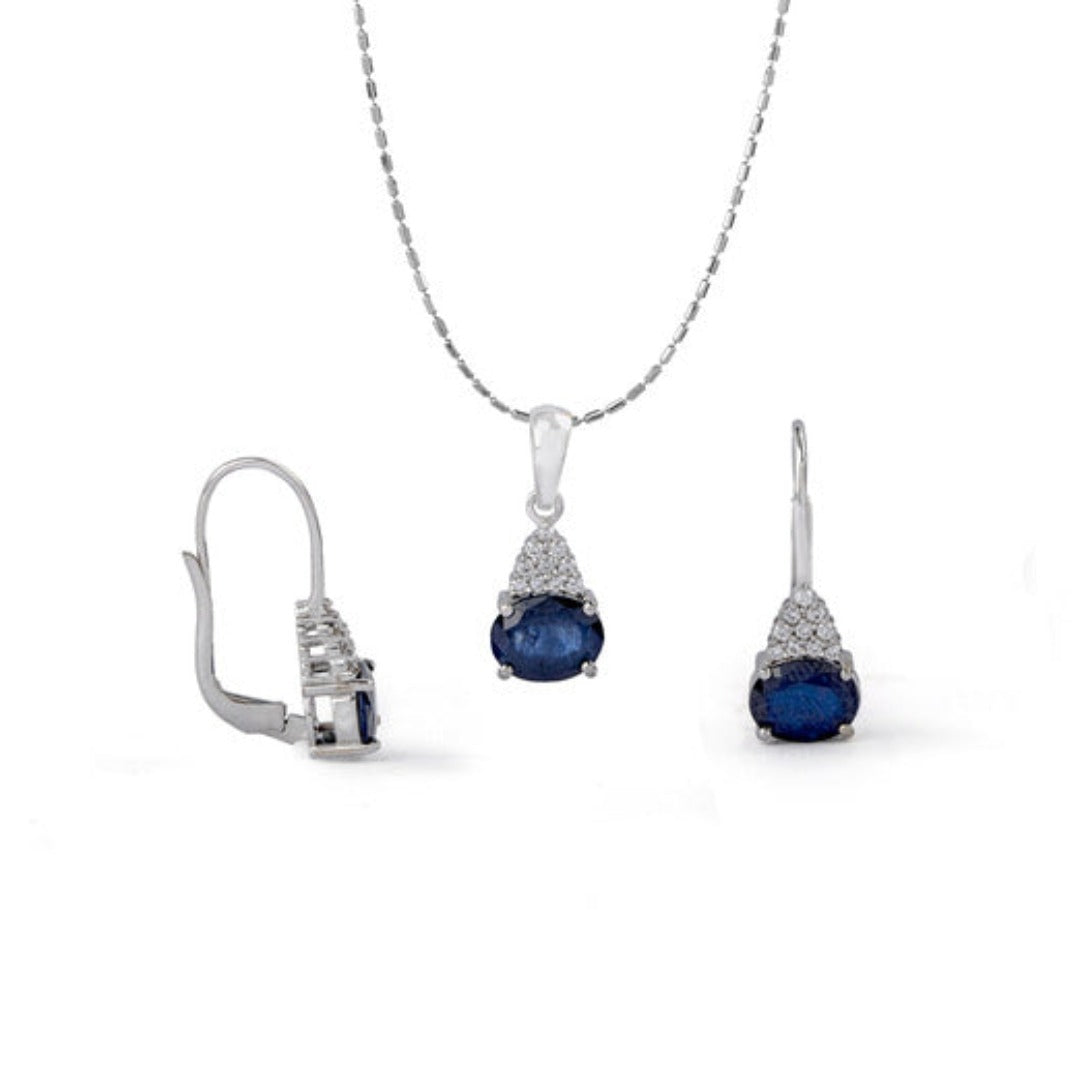 Beyond Whisper Sapphire and Diamond Pendant and Earrings Set