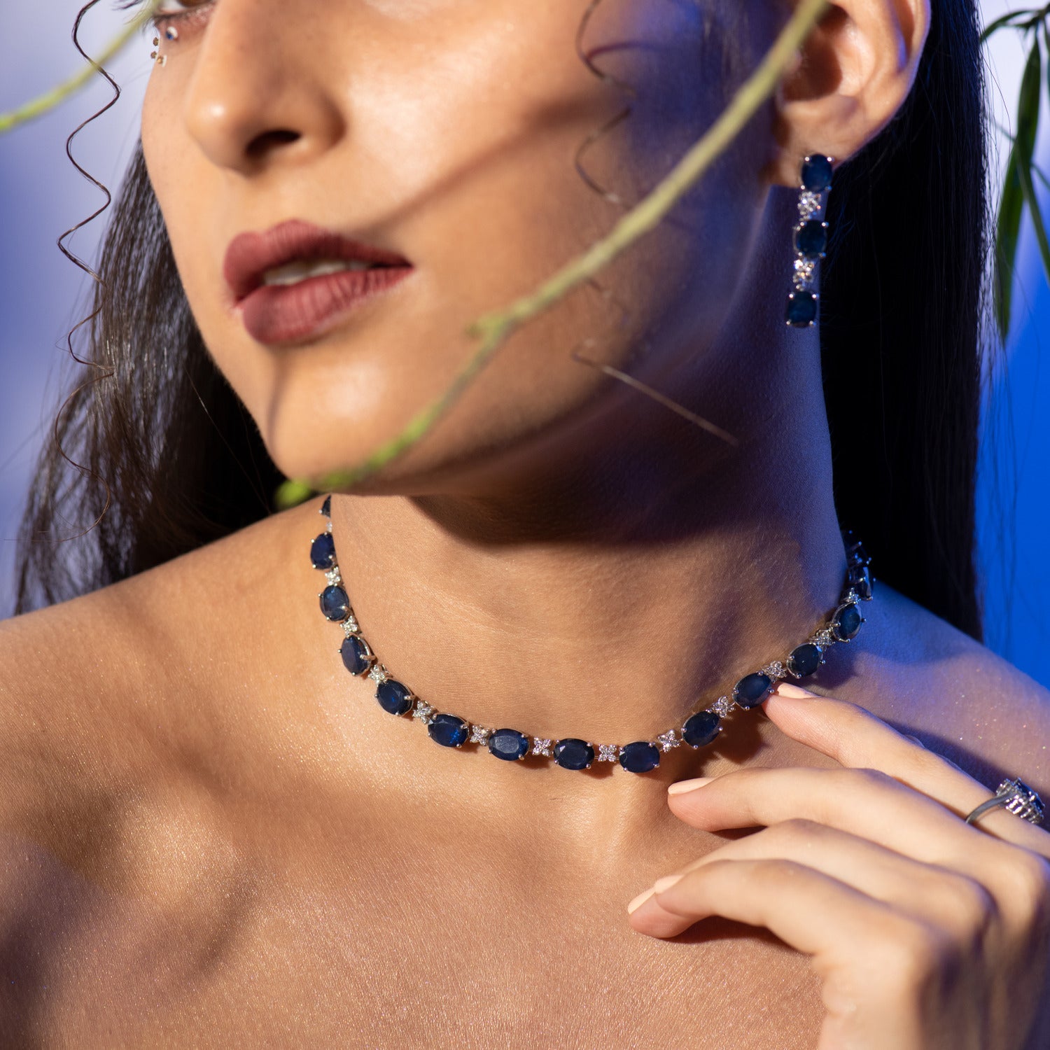 Sapphire Nebula Diamond Necklace Set