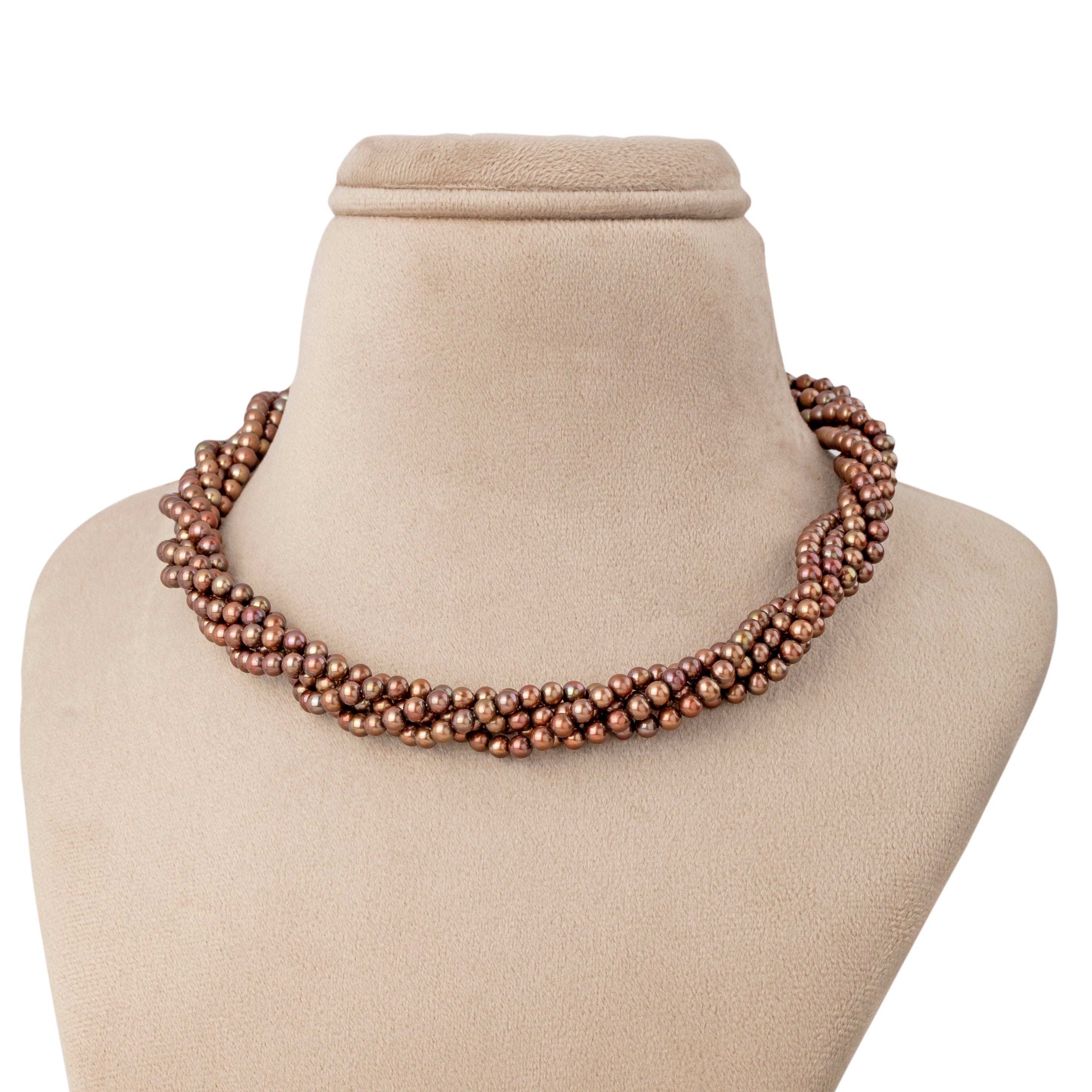 Freshwater Black Bronze Lust 5-Line Pearl Necklace