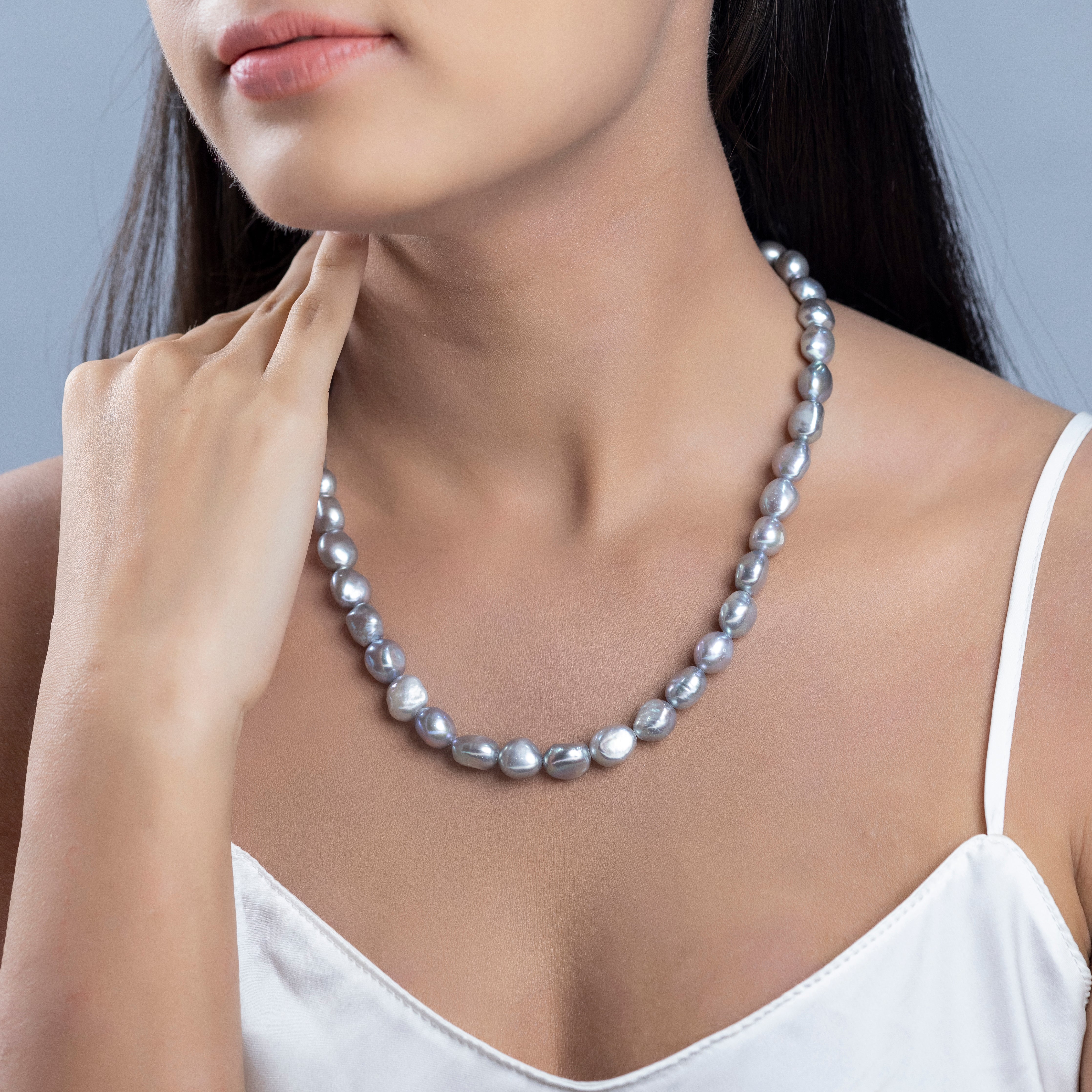 Slate Gray Freshwater Pearl Necklace
