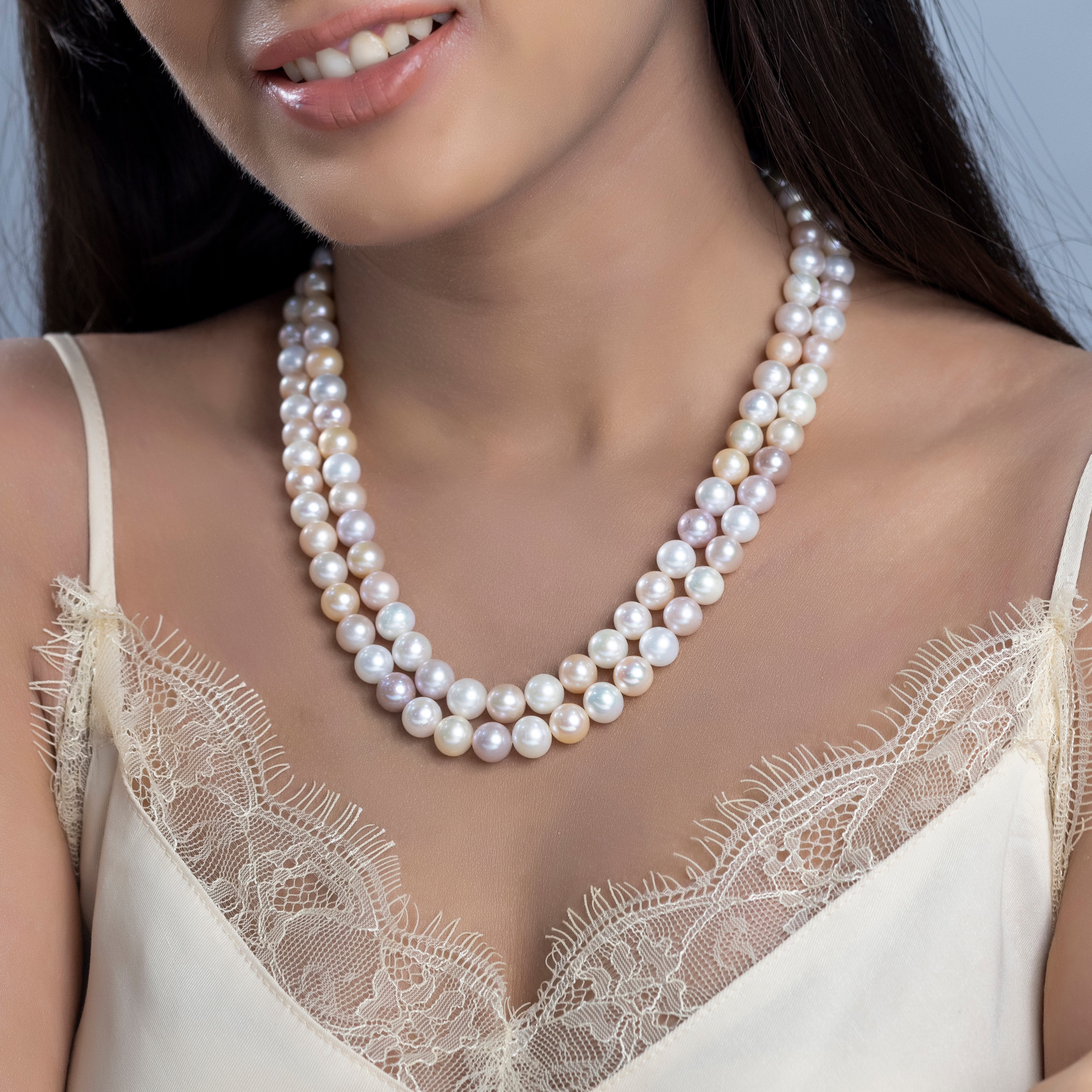 Freshwater Multicolor  lust 2 LINE Pearl Necklace
