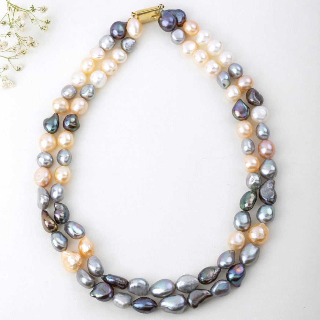 Freshwater Multicolor Lust 2-Line Baroque Pearl Necklace