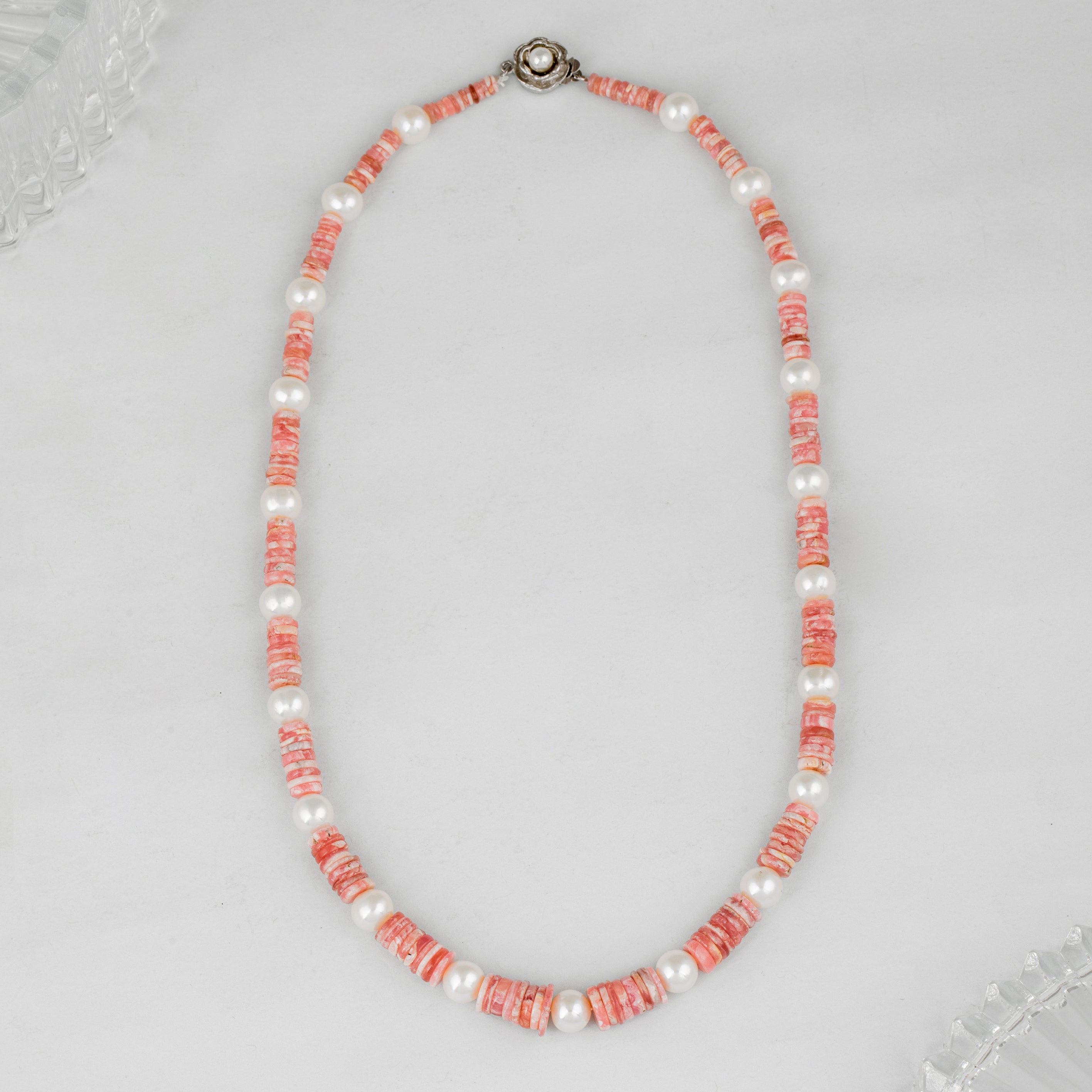 Rosy Glow Opal and Freshwater Pearl Necklace