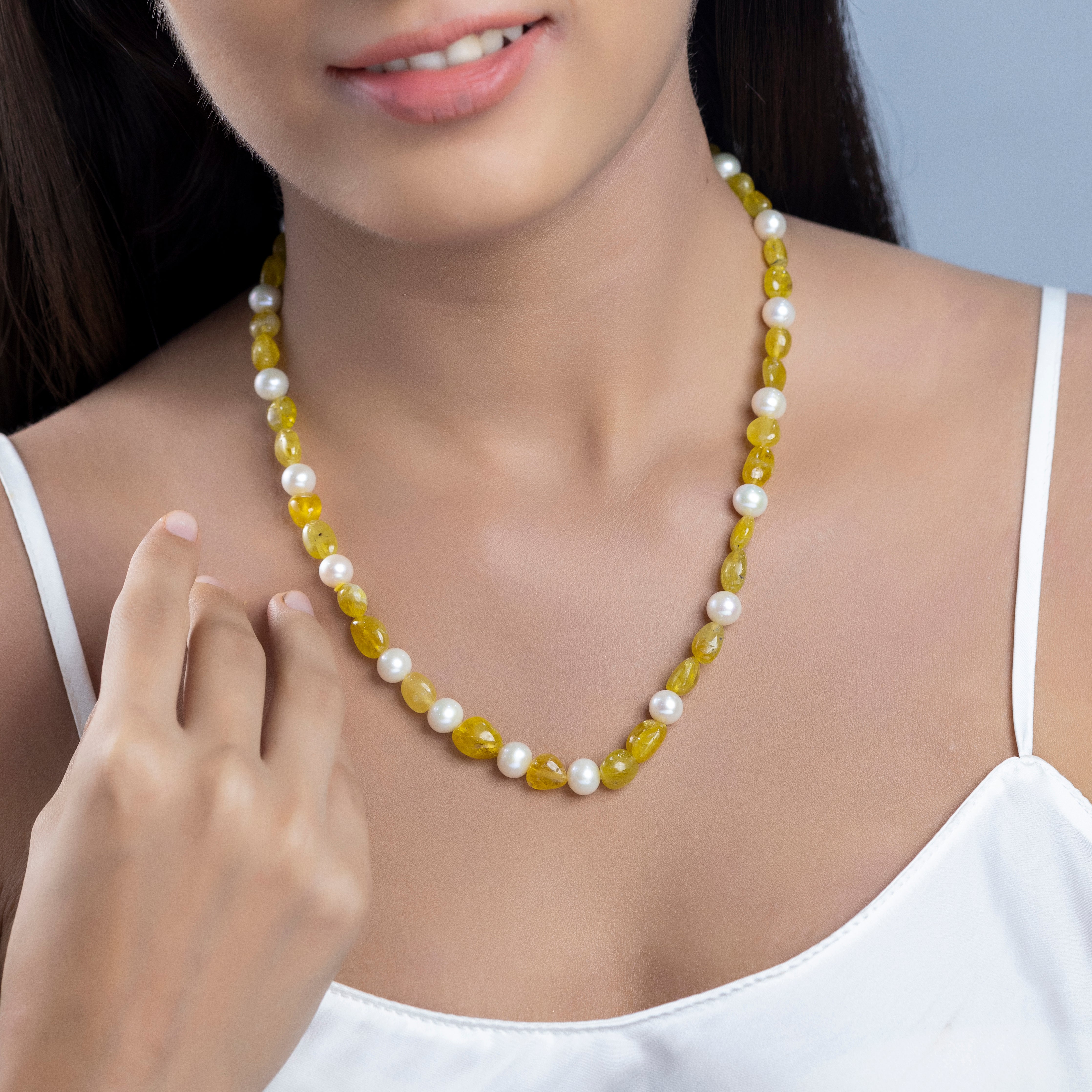 Sunshine Beads and Freshwater Pearl Necklace