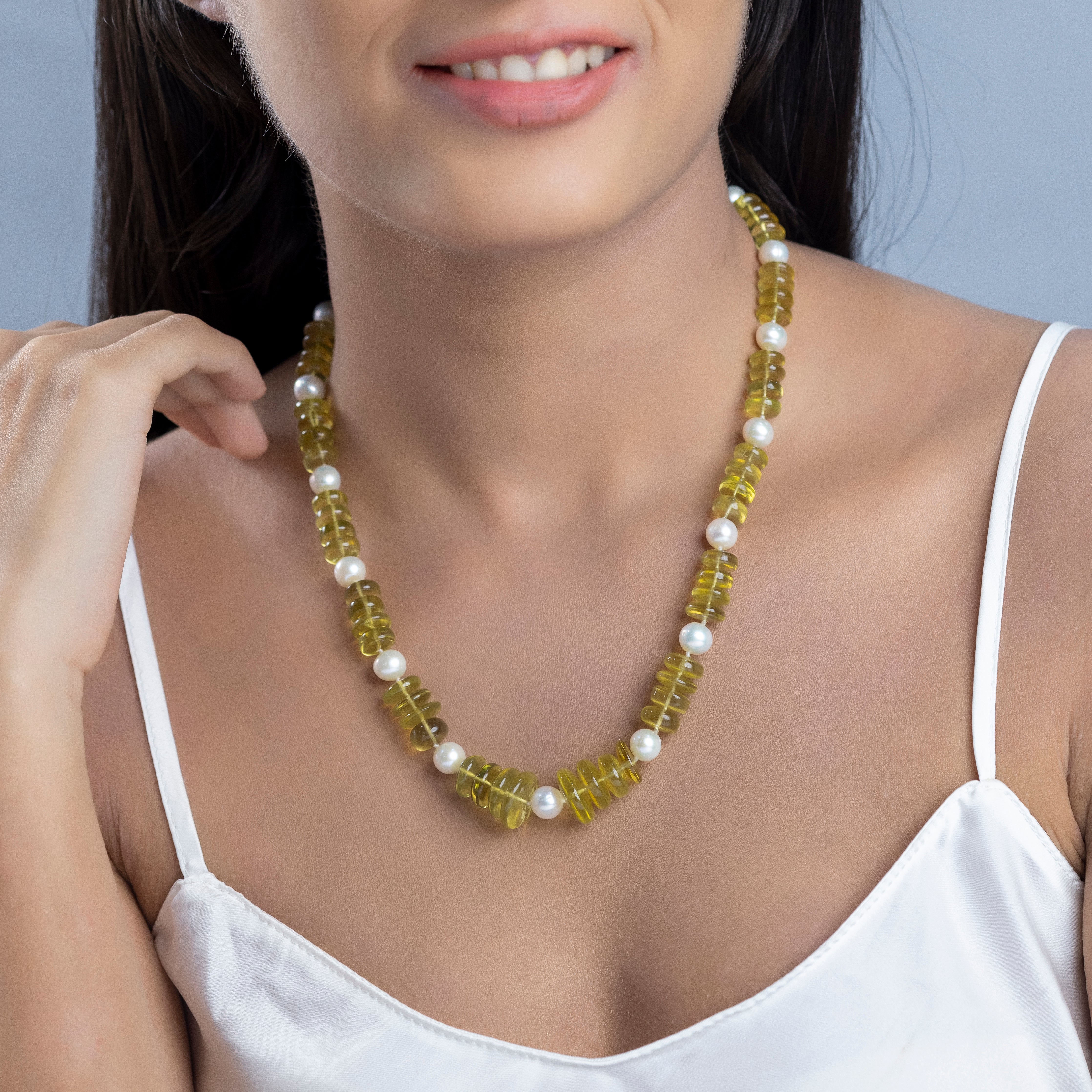 Lemon Quartz Radiance Freshwater Pearl Necklace