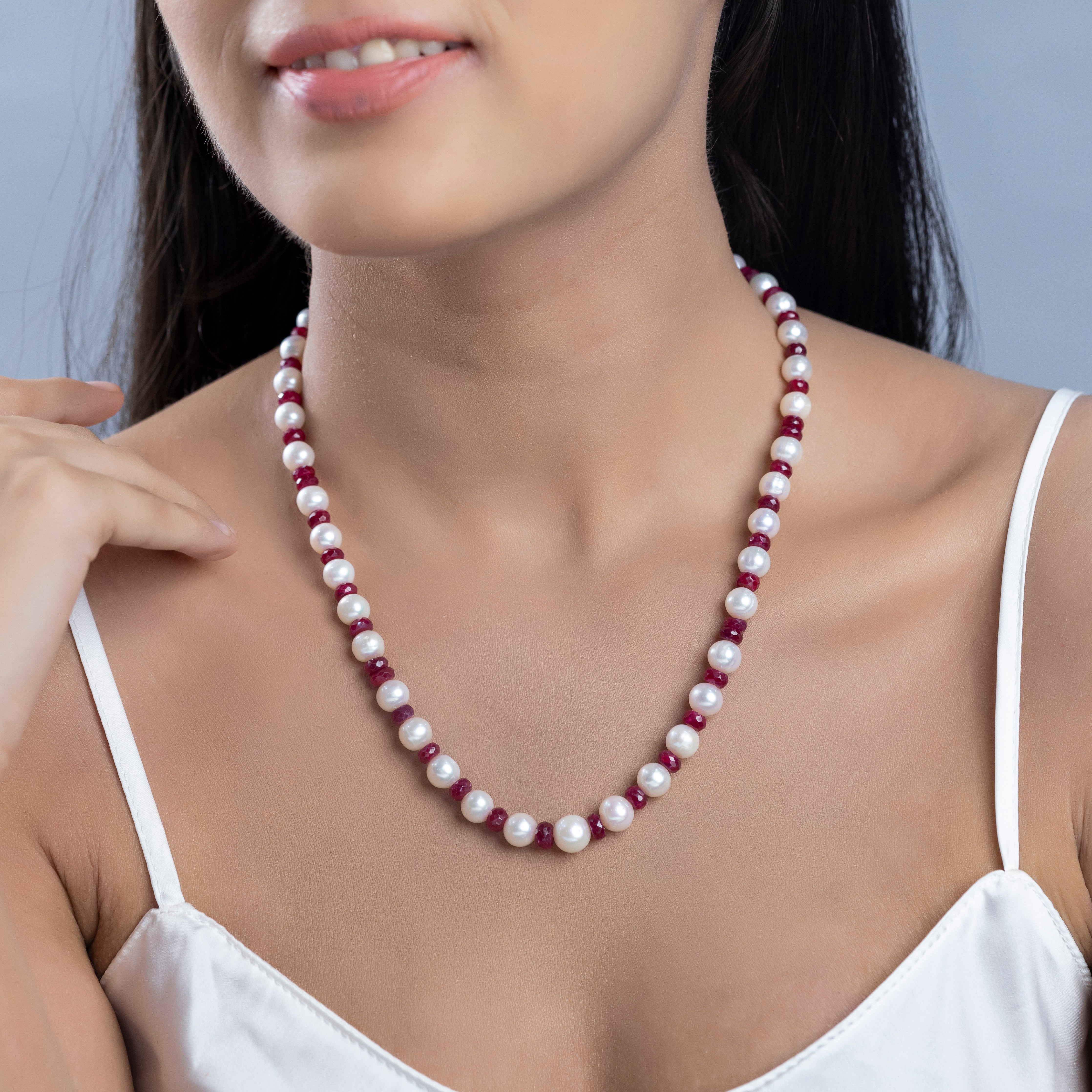 Crimson Elegance Freshwater Pearl Necklace