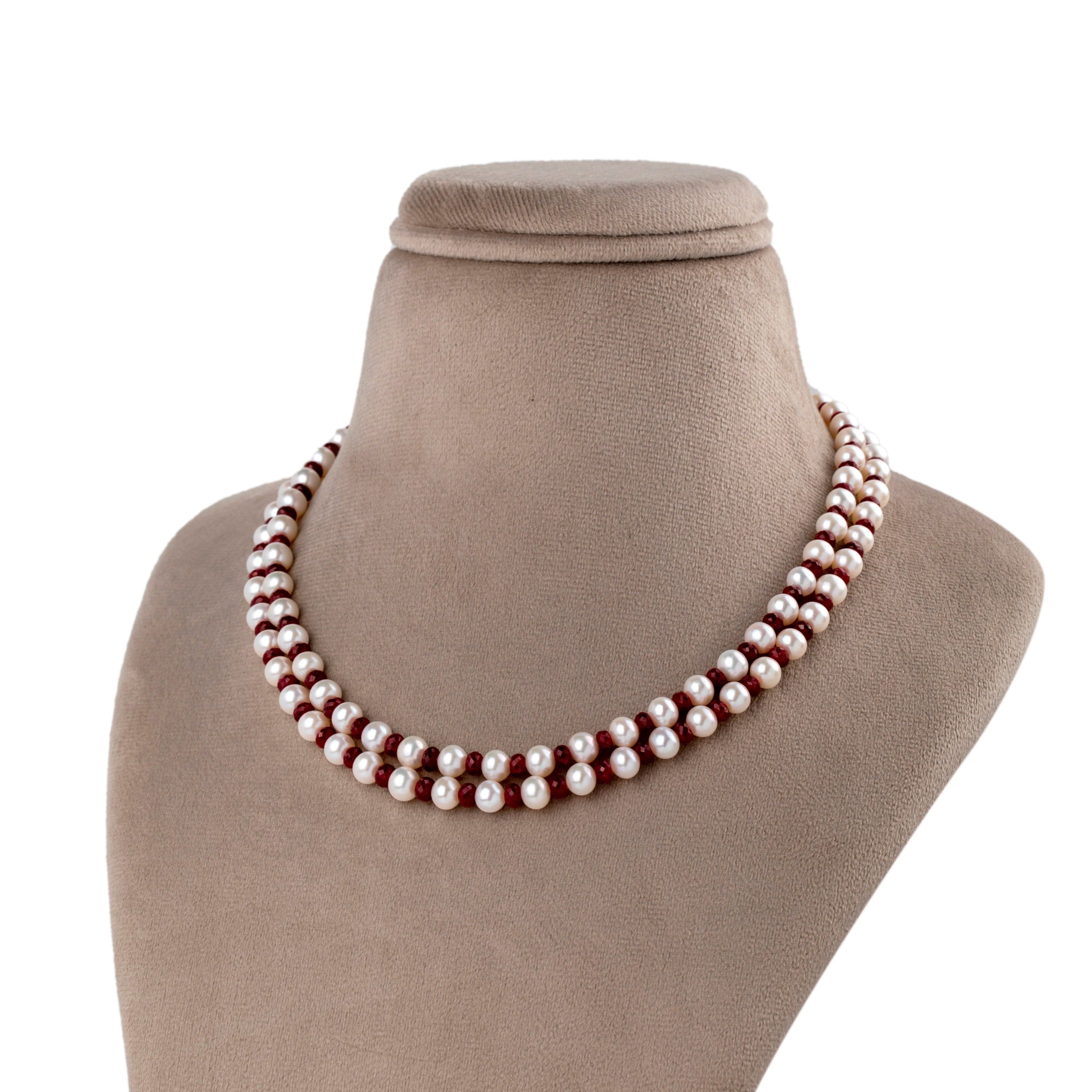 Scarlet Dreams freshwater Pearl and Ruby Necklace