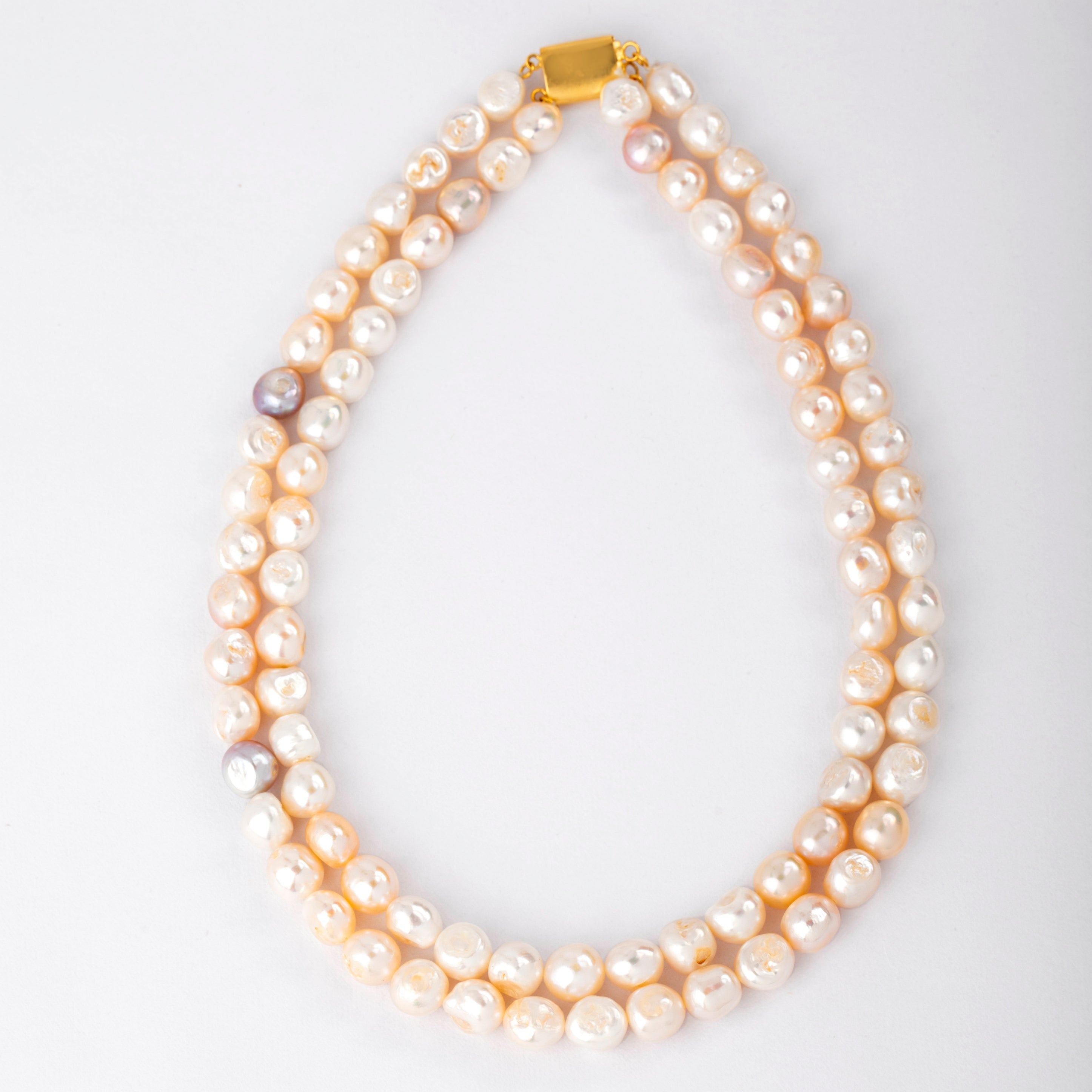Freshwater Pearl Necklace in White, Pink & Peach Tones
