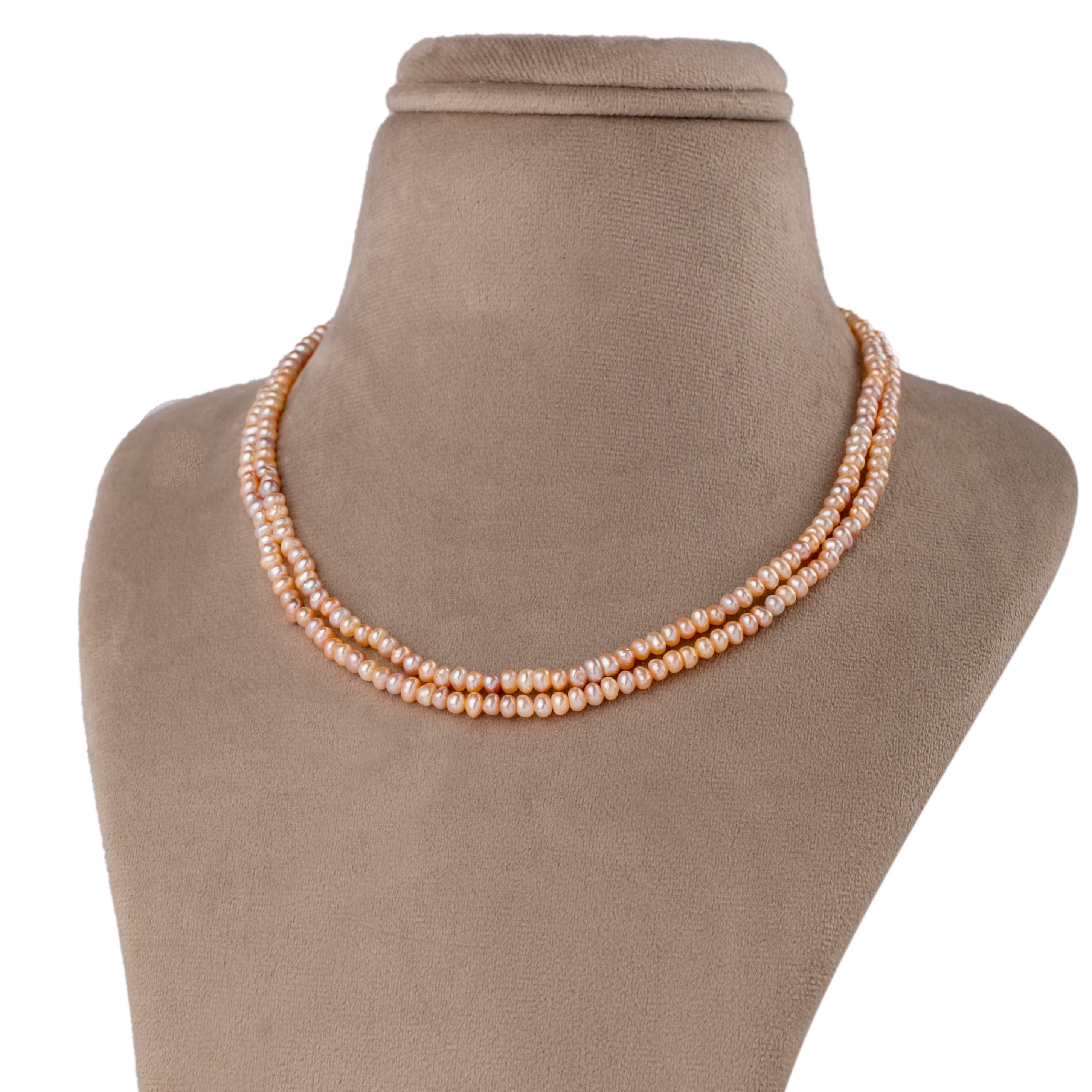 Buttoned Blush Dual-Row Pearl Necklace