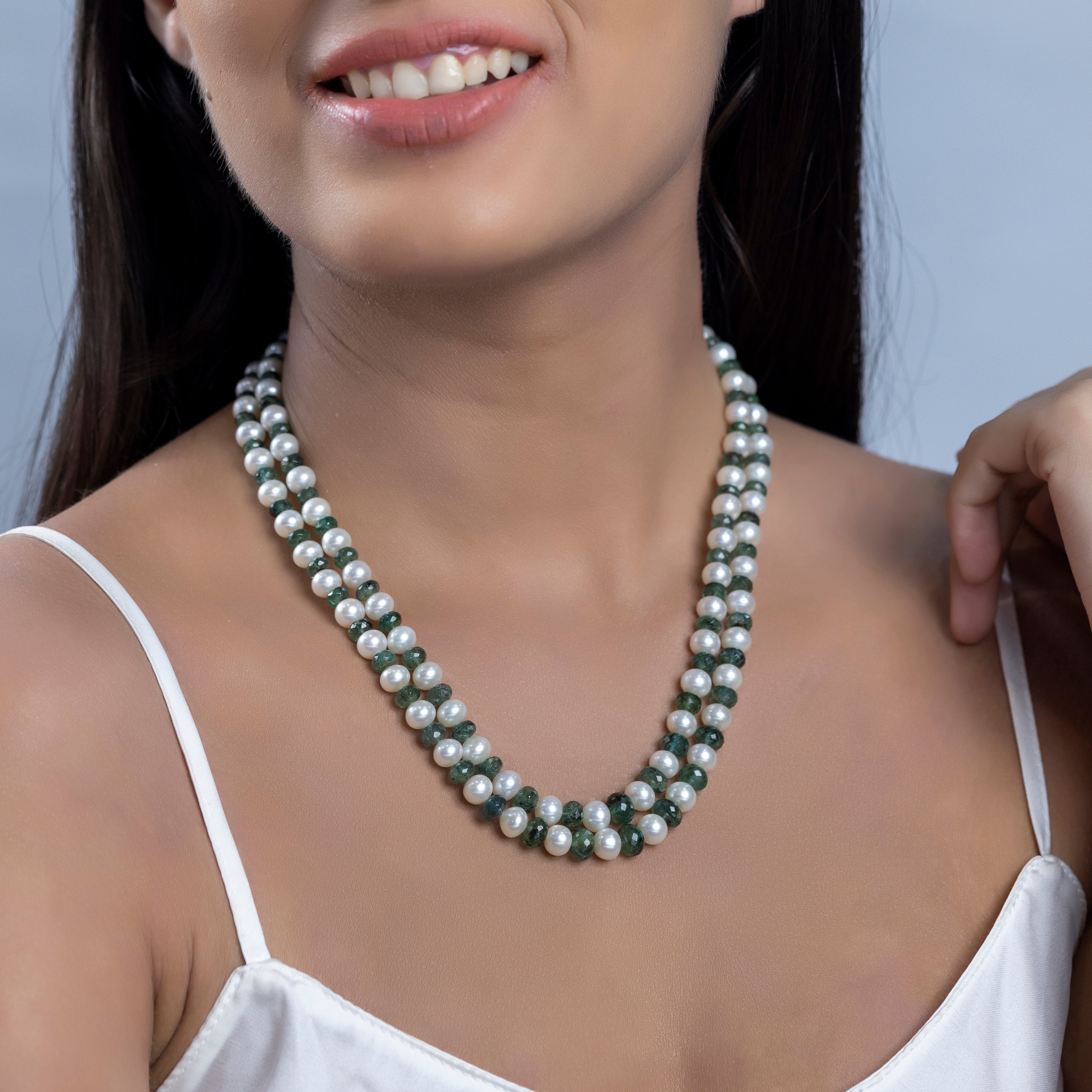 Emerald Euphoria Freshwater Pearl Necklace