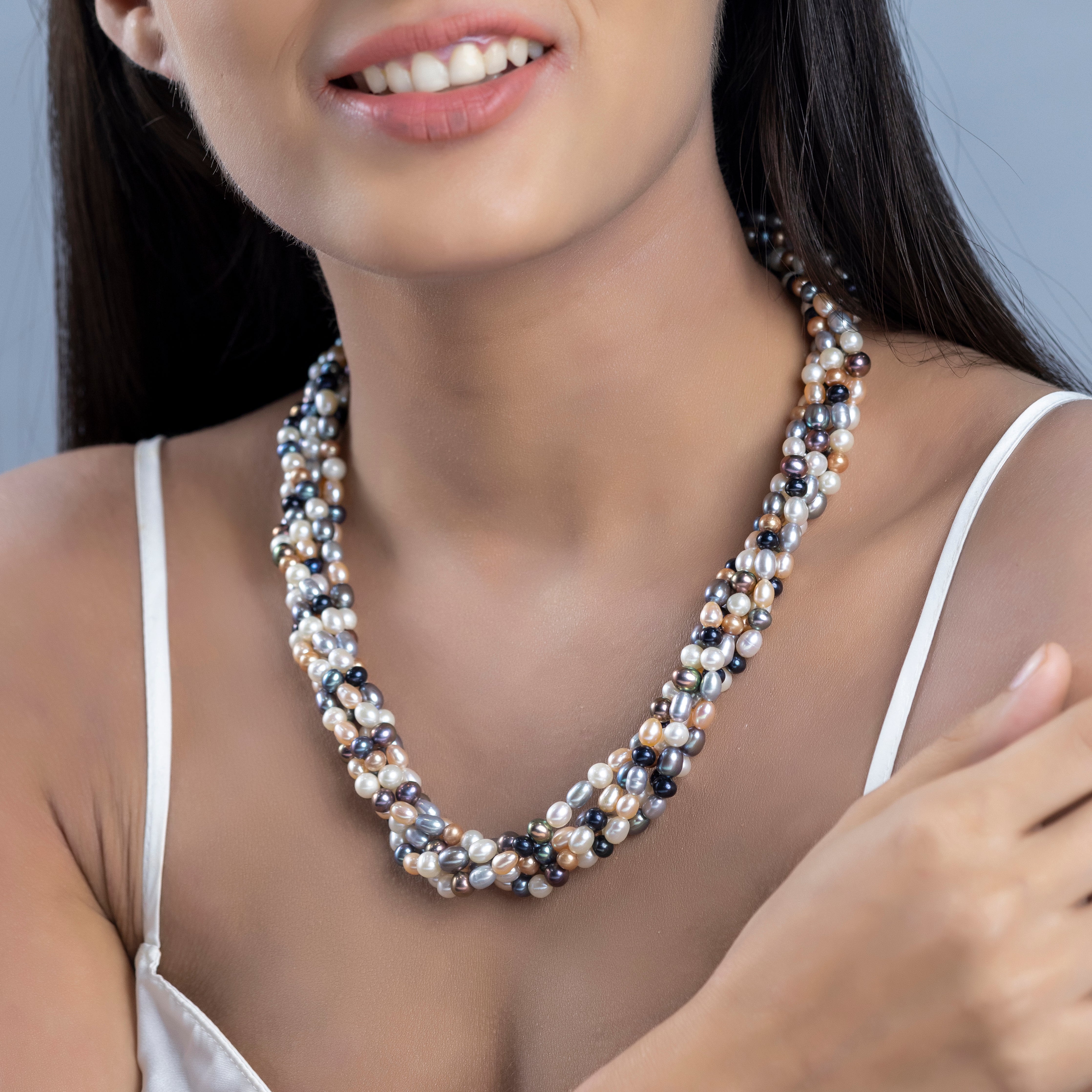 Multishape Fusion Twisted Freshwater Necklace