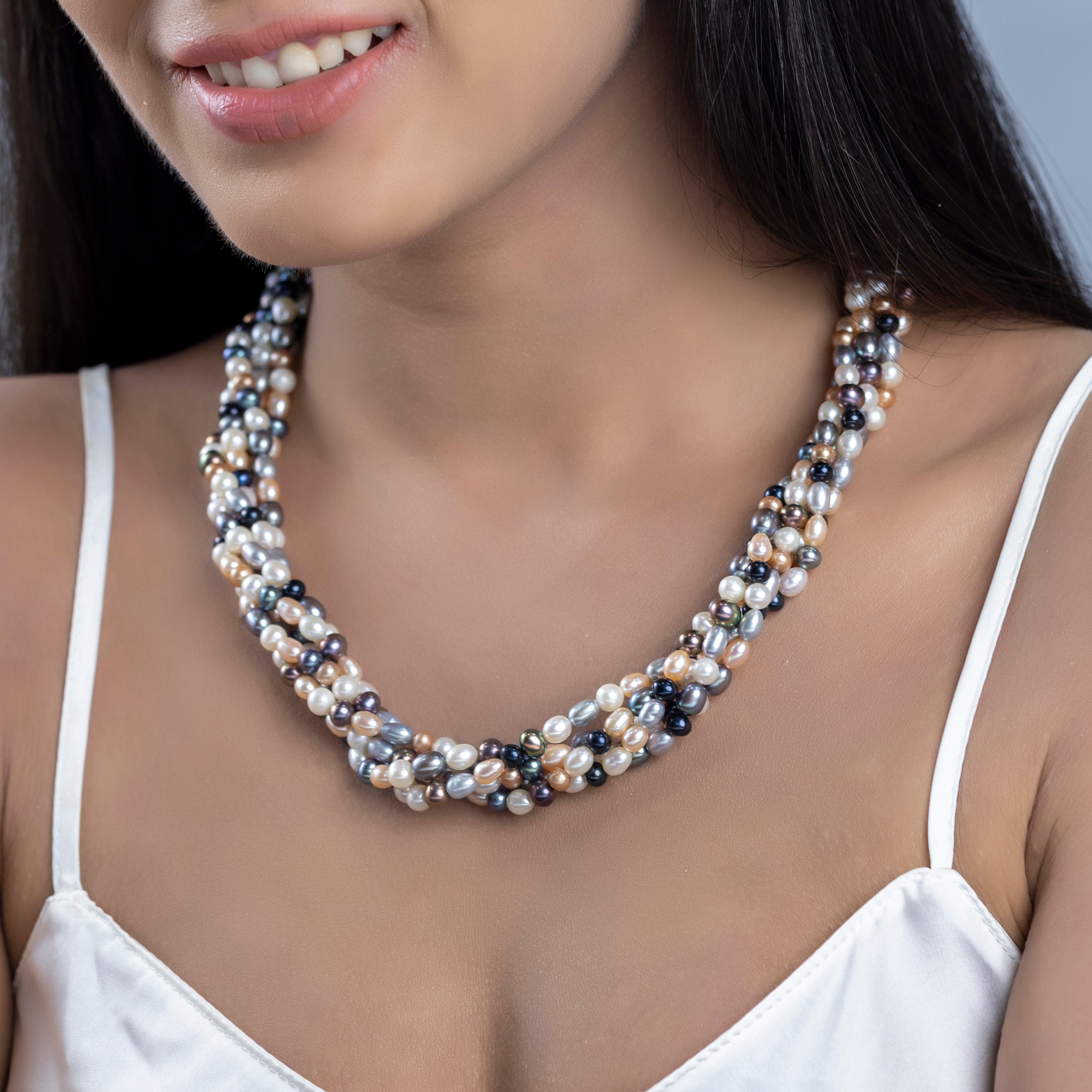 Multishape Fusion Twisted Pearl Necklace