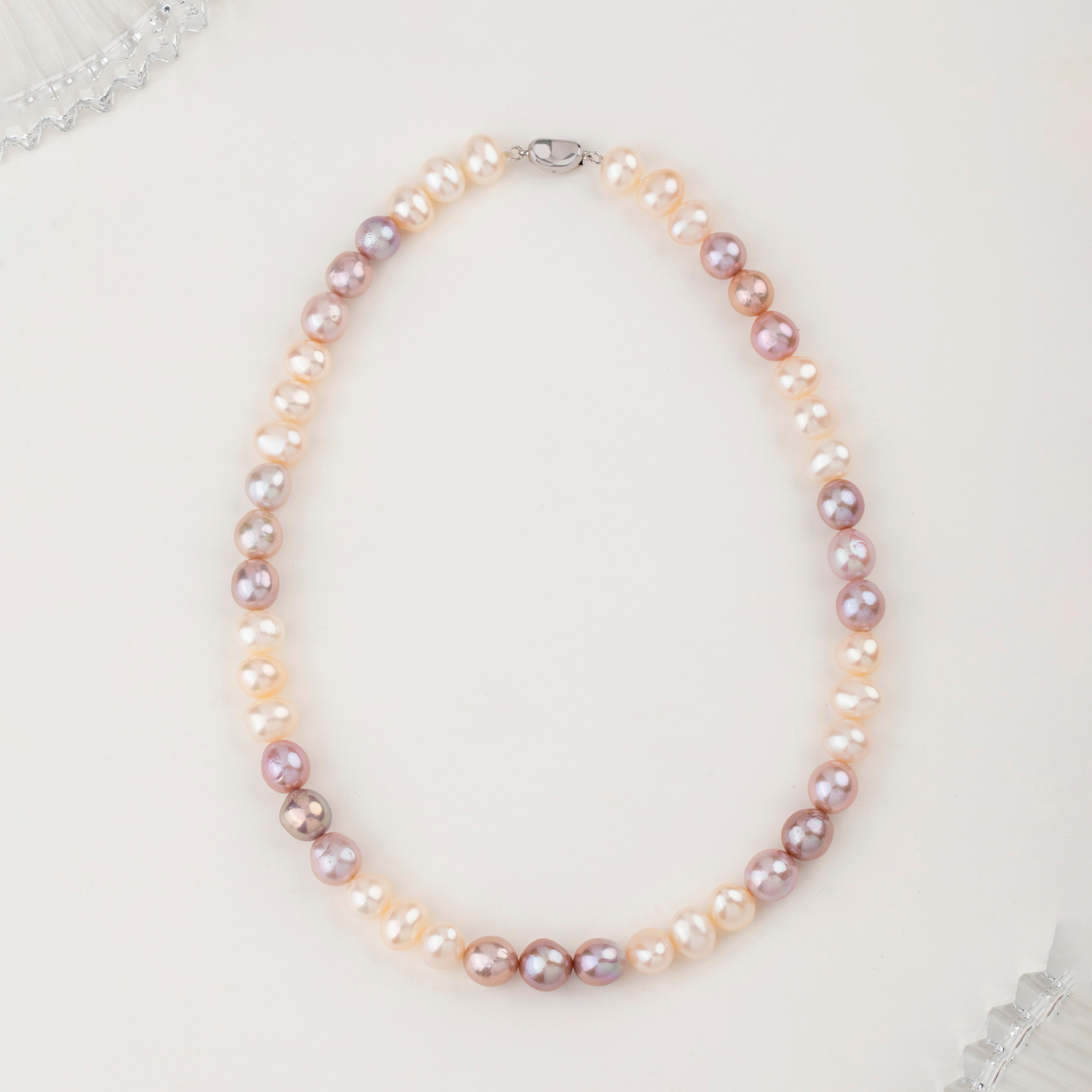 Blush Cream Baroque Single Line Freshwater Necklace