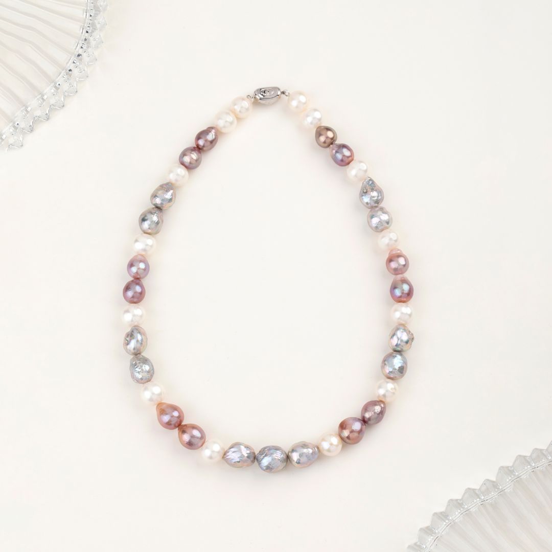 Tricolor Baroque Harmony Freshwater Necklace