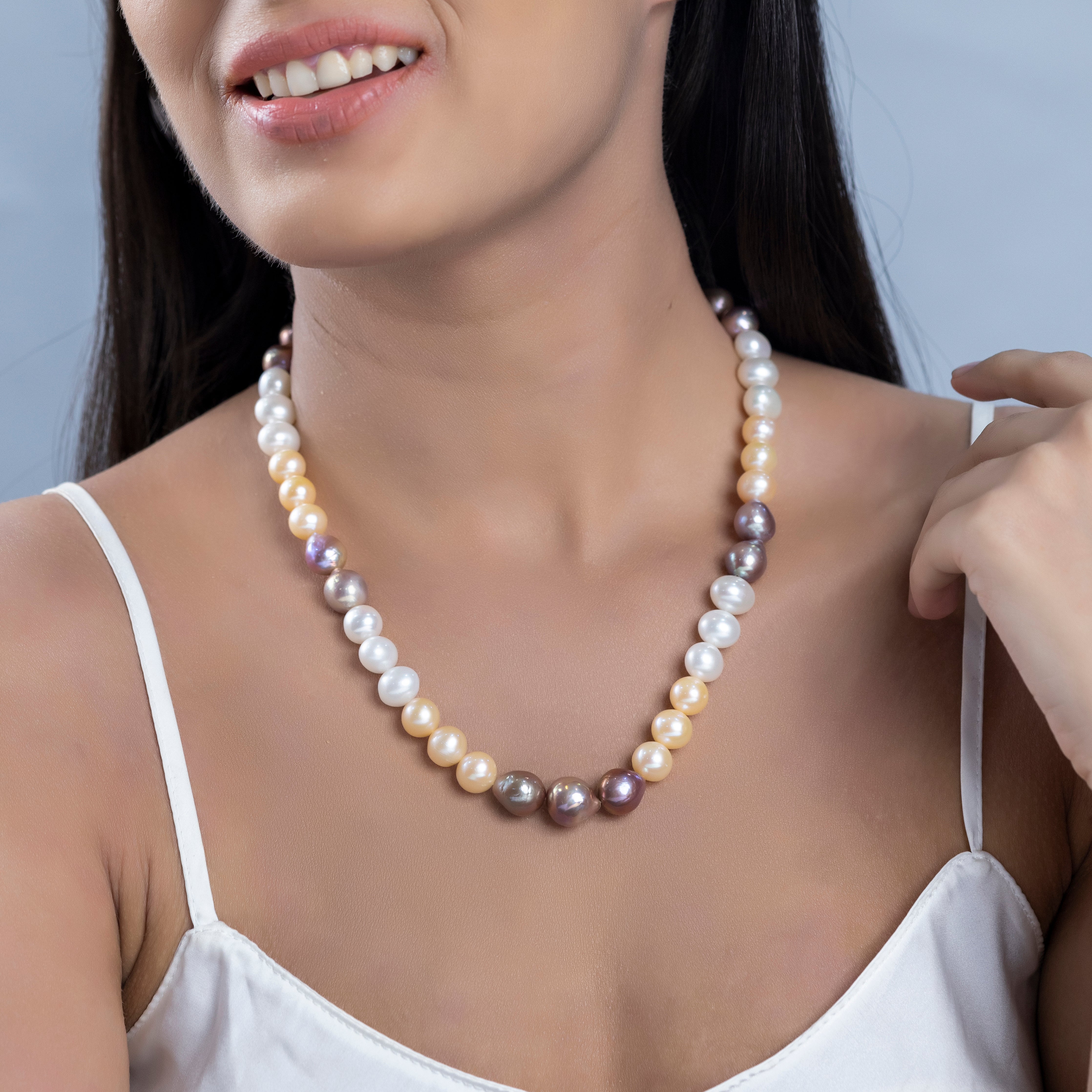Pastel Medley Single Row Freshwater Necklace