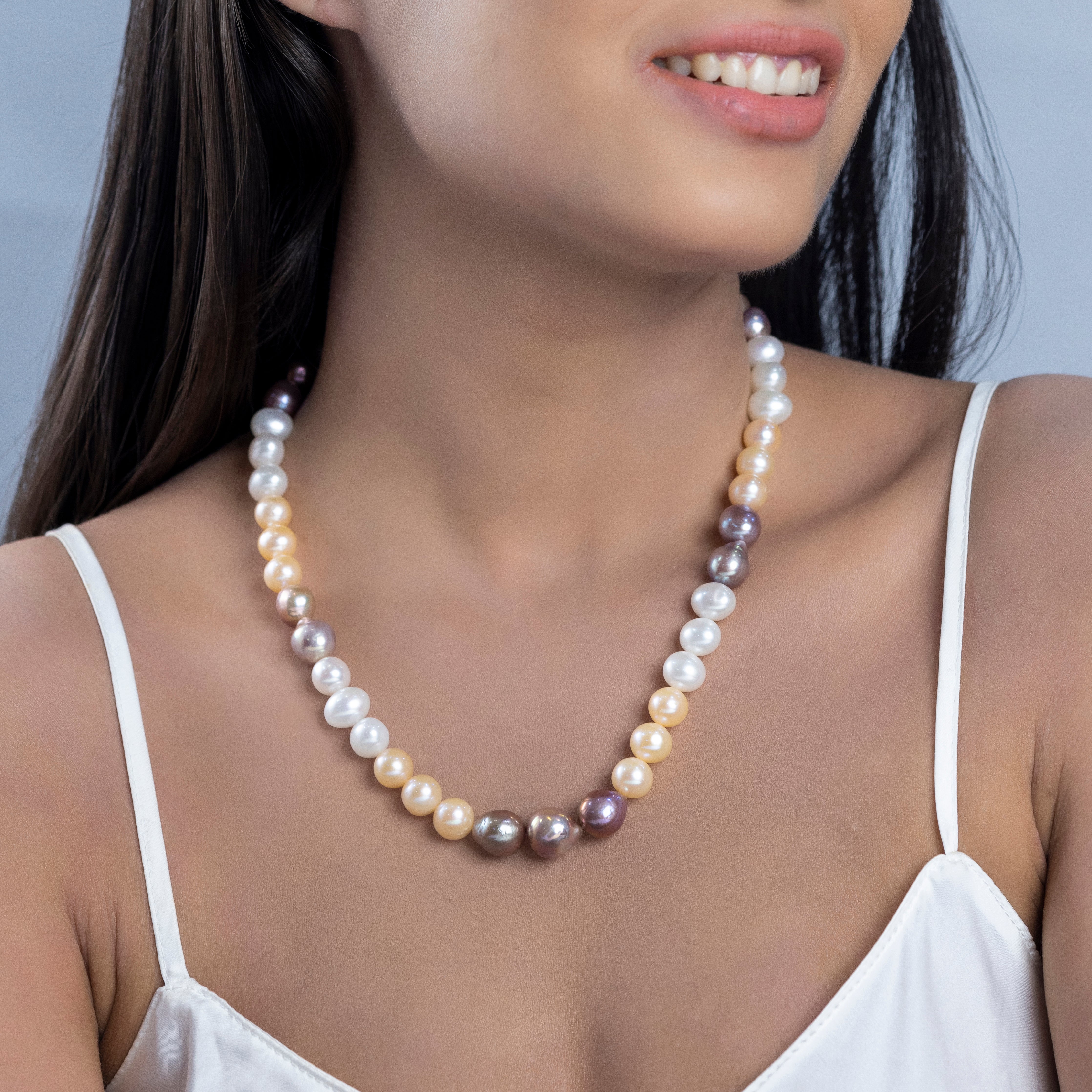 Pastel Medley Single Row Freshwater Necklace