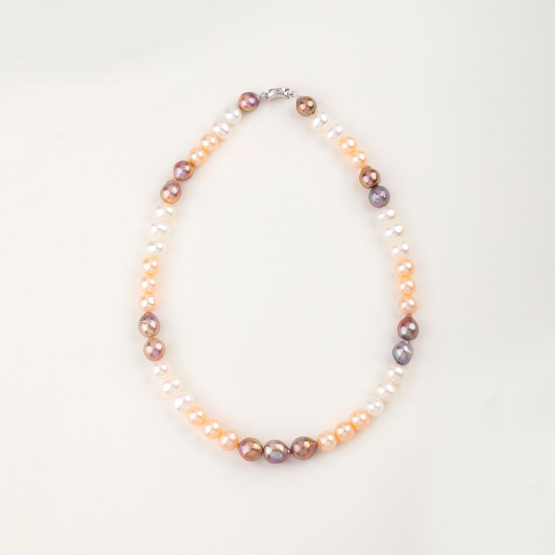 Pastel Medley Single Row Freshwater Necklace