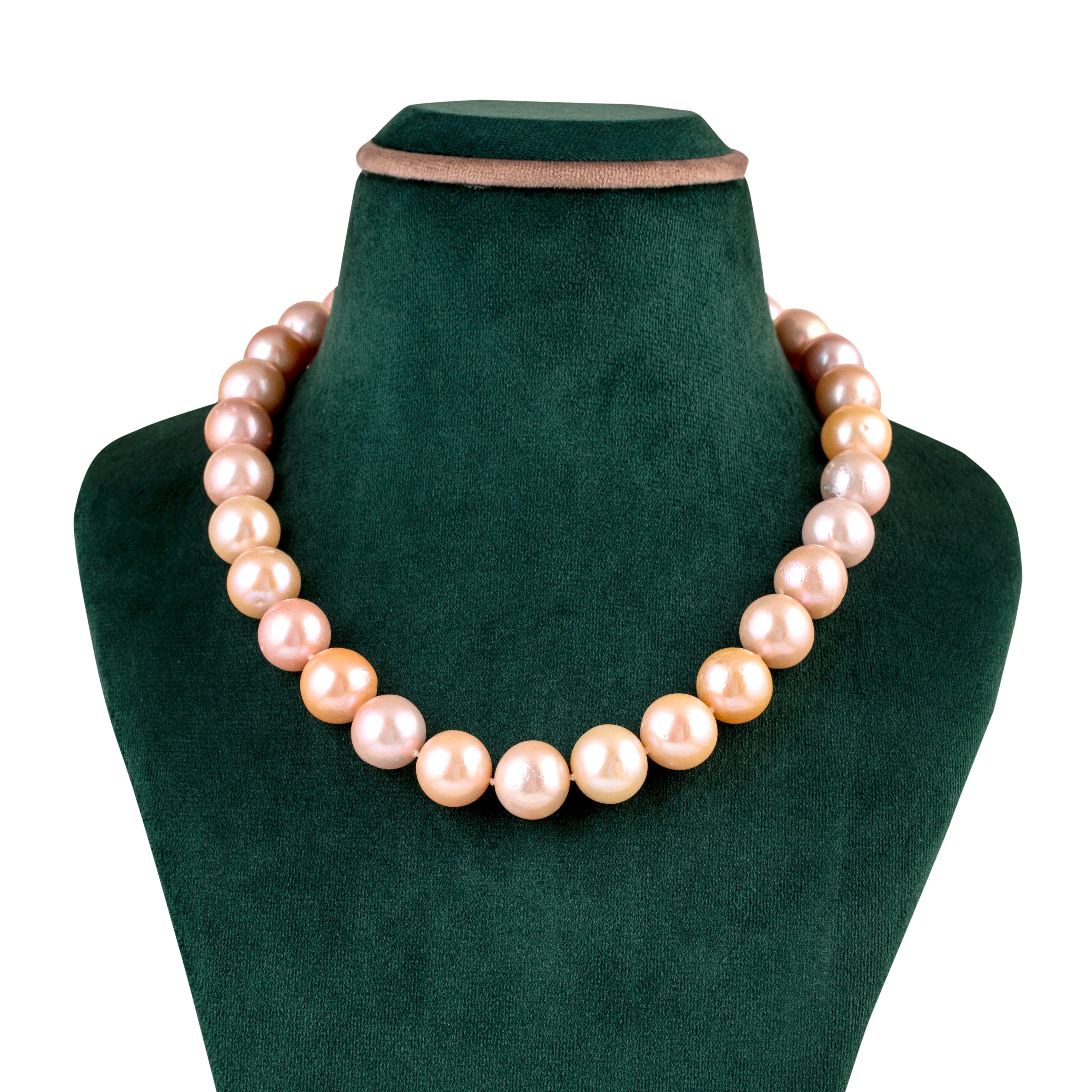 Peach Bridal Roseate Freshwater Pearl Necklace