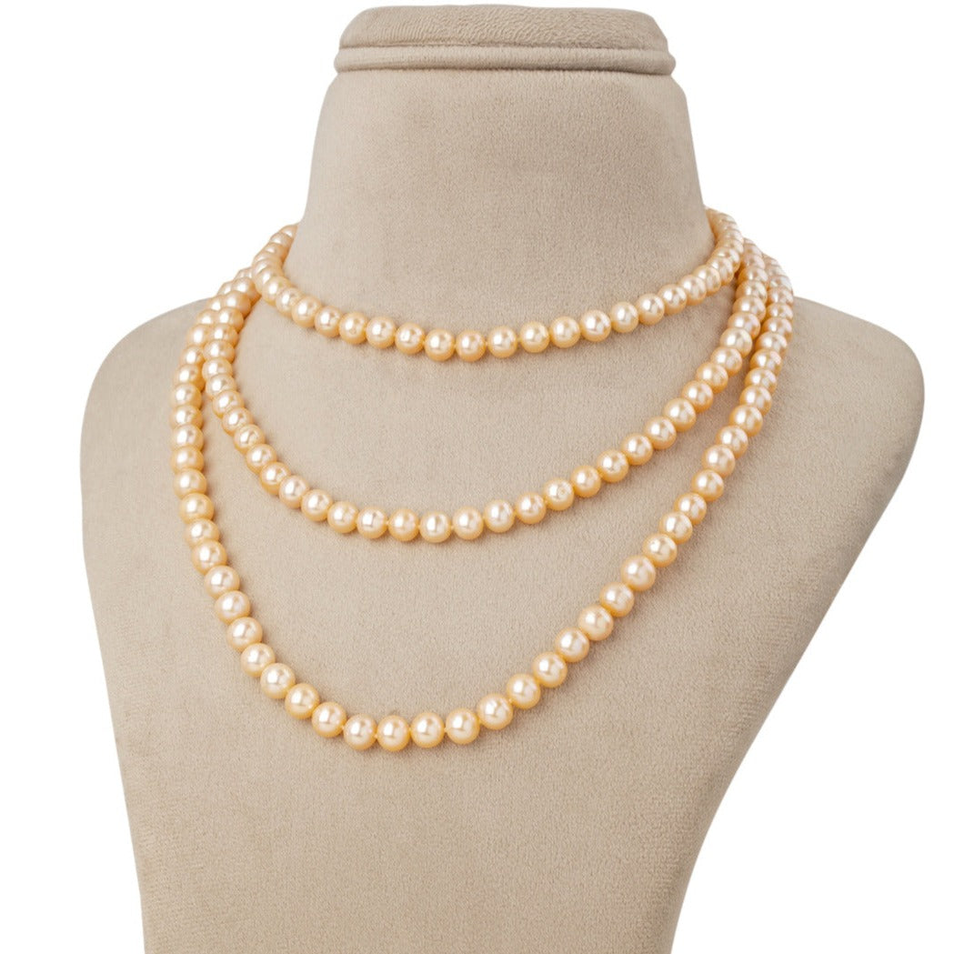 Freshwater Peach OPERA Pearl Necklace
