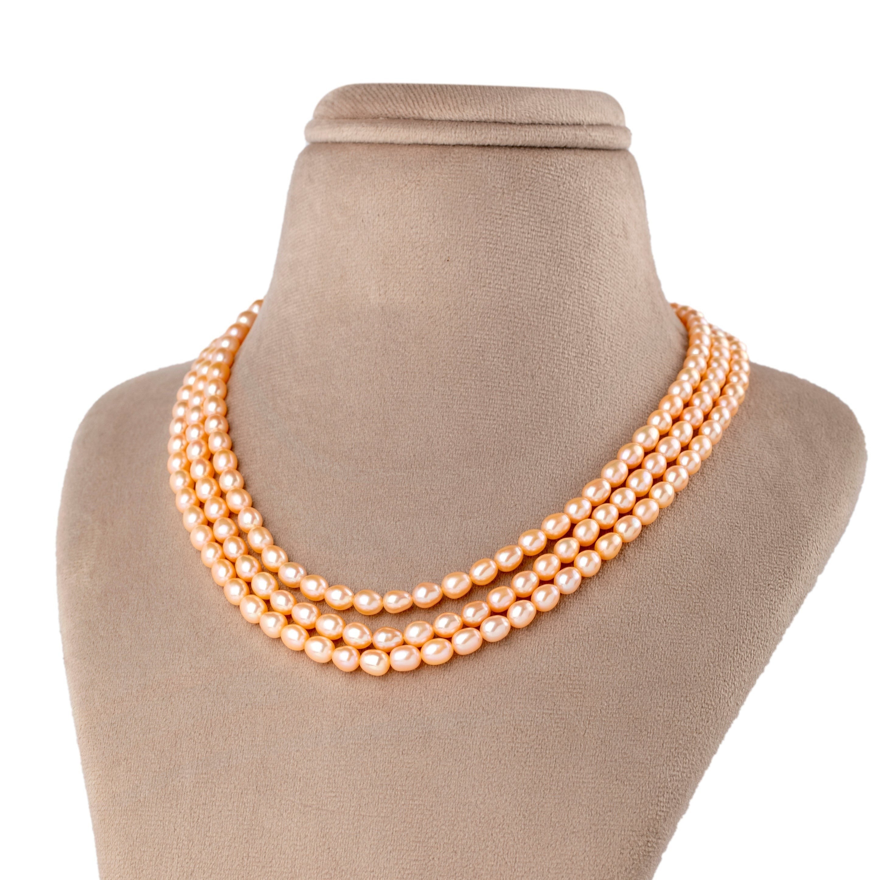 Peachy Trio Freshwater Pearl Necklace