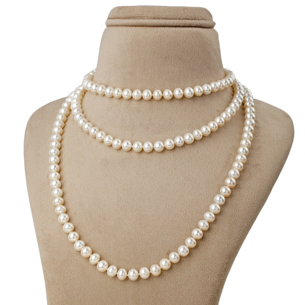 Freshwater White Beauty OPERA Pearl Necklace