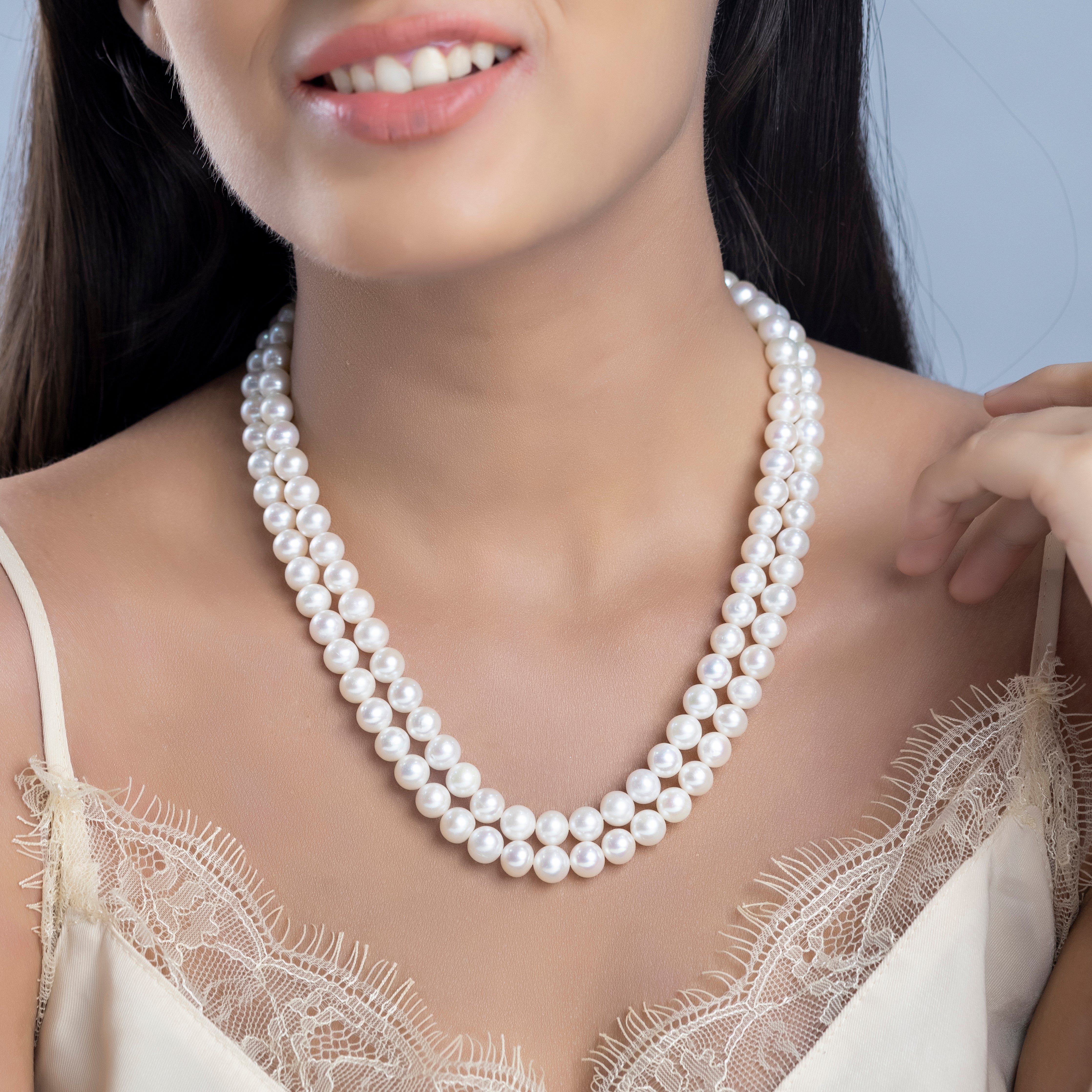 Snowdrop Double Row Freshwater Necklace