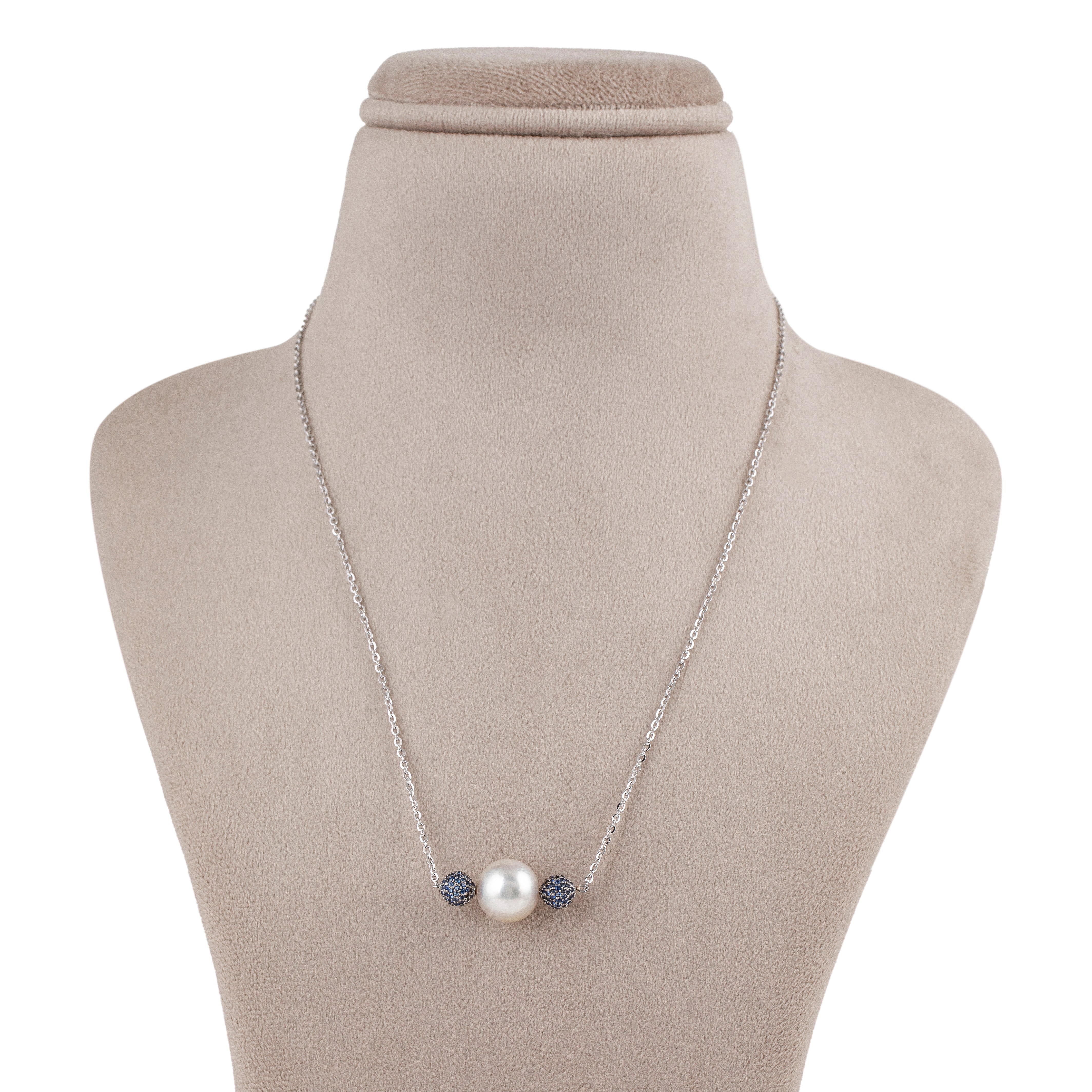 Elegant Pearl Necklace with Sapphire