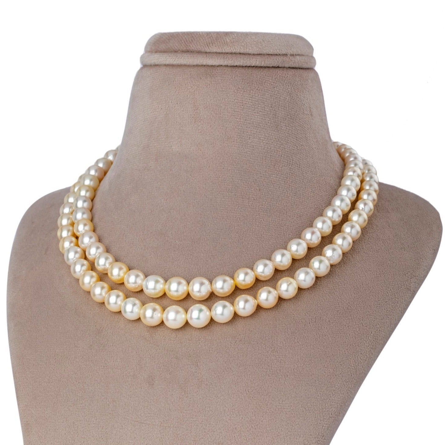 Radiant Glow Twin Strand Golden Pearl Necklace